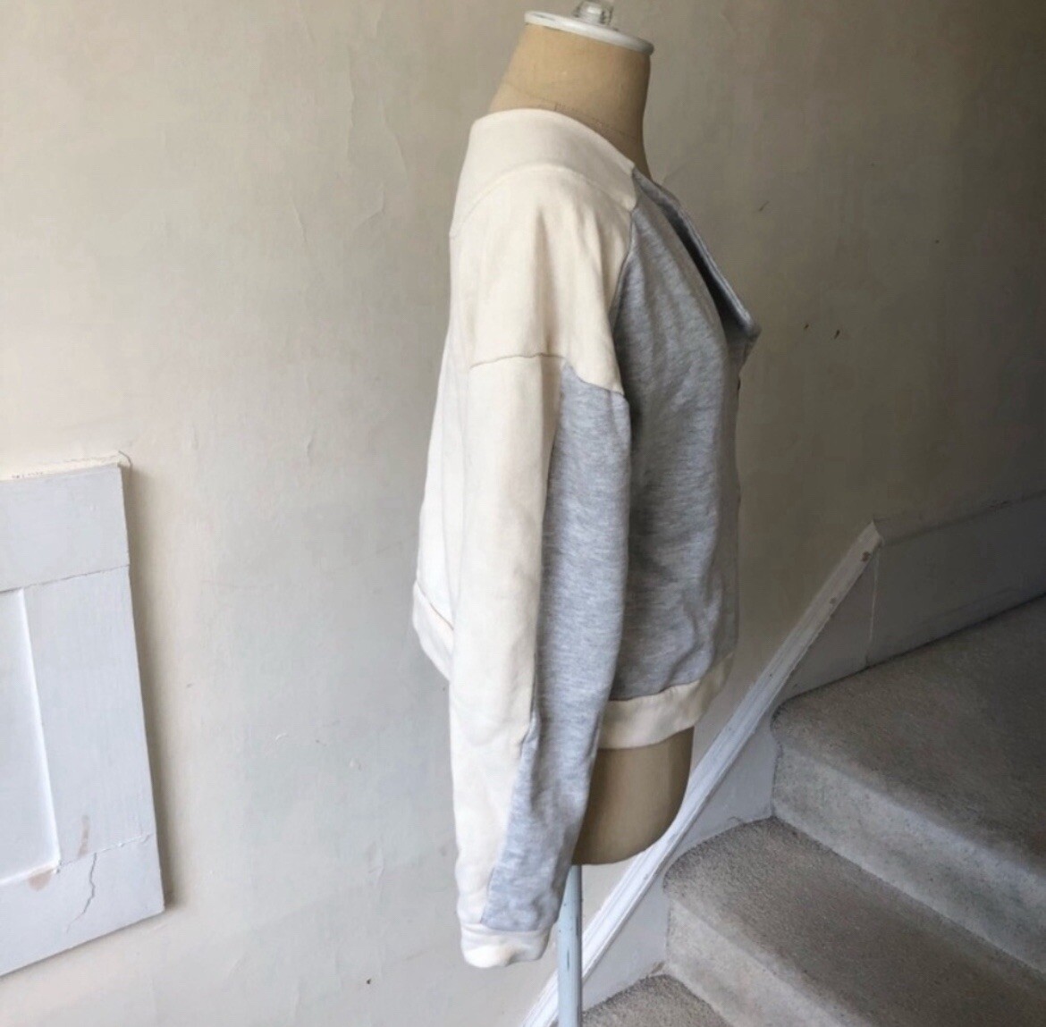 Kut from the Kloth Knit Two Tone Color Block Cotton Blend Moto Jacket EUC Size M