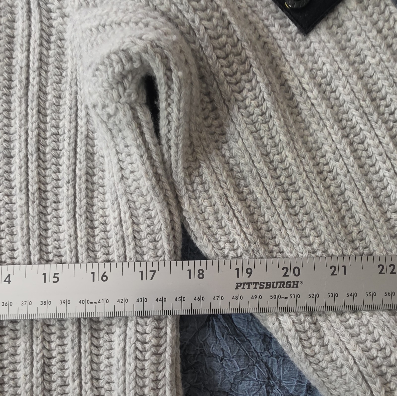 Stone Island Junior Boys Rib-Knit Crew Neck Sweater Logo Grey Size 14