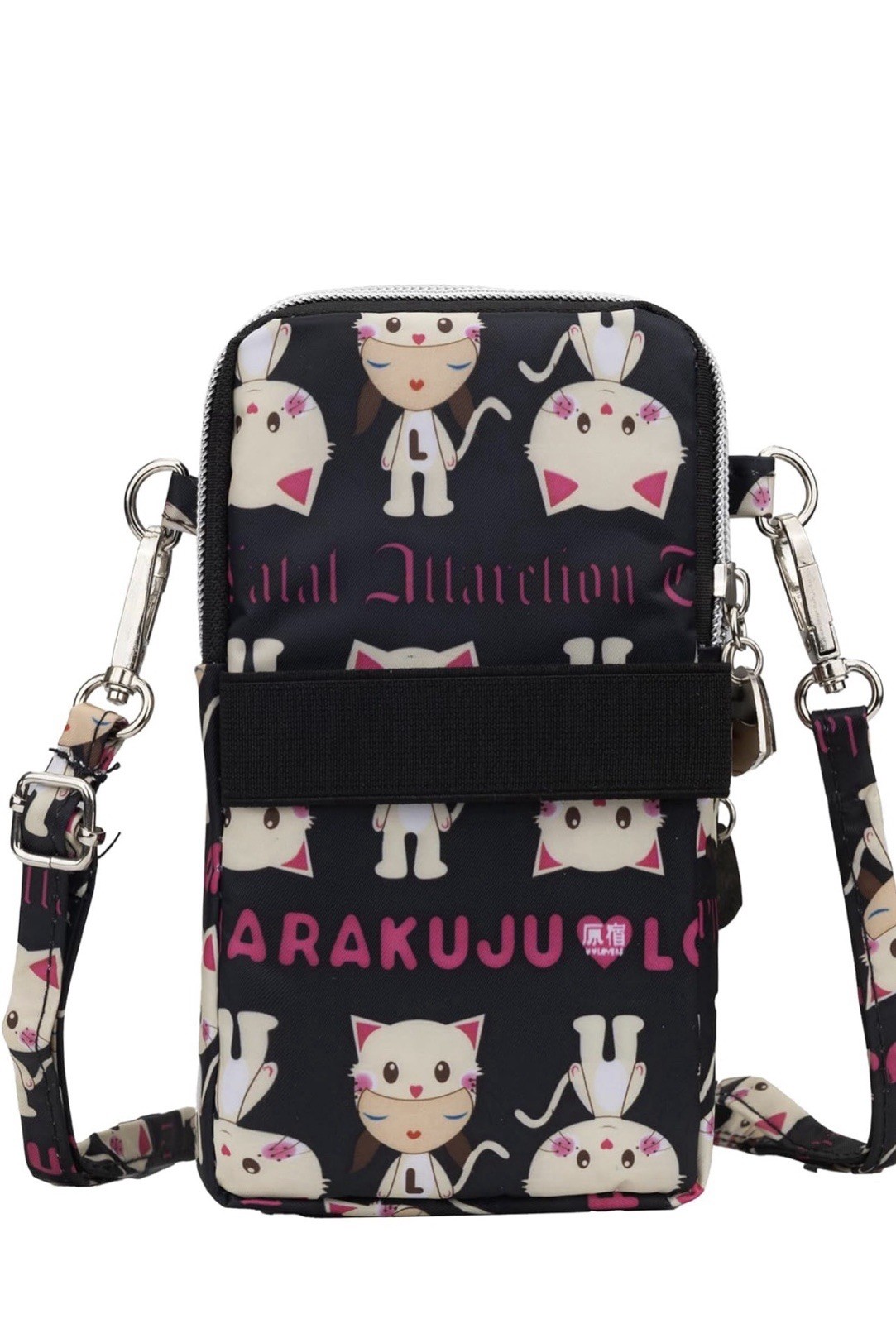 HARAJUKA LOVERS Mini Crossbody Purse w/ Cell Phone Pocket 3-zip Pockets & Charms