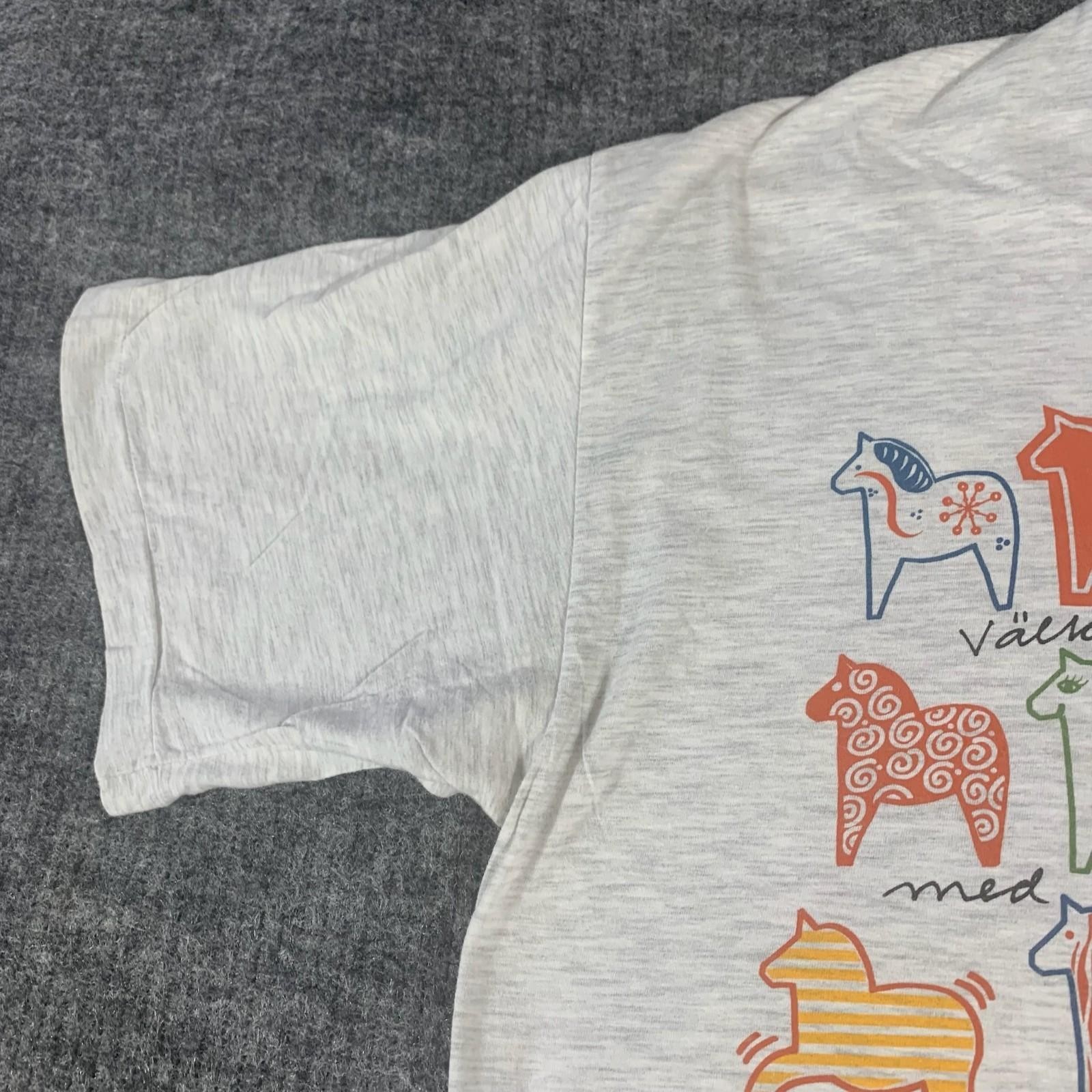 VTG Best In Town T Shirt Adult 2XL Gray Horses Tribal Single Stitch 90s Sweden