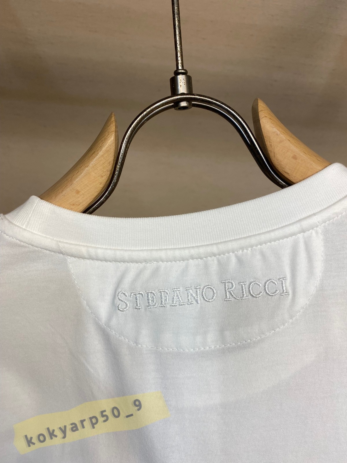 Stefano Ricci Studded Logo Men’s Stretch Round-Neck Short-Sleeve White T-Shirt