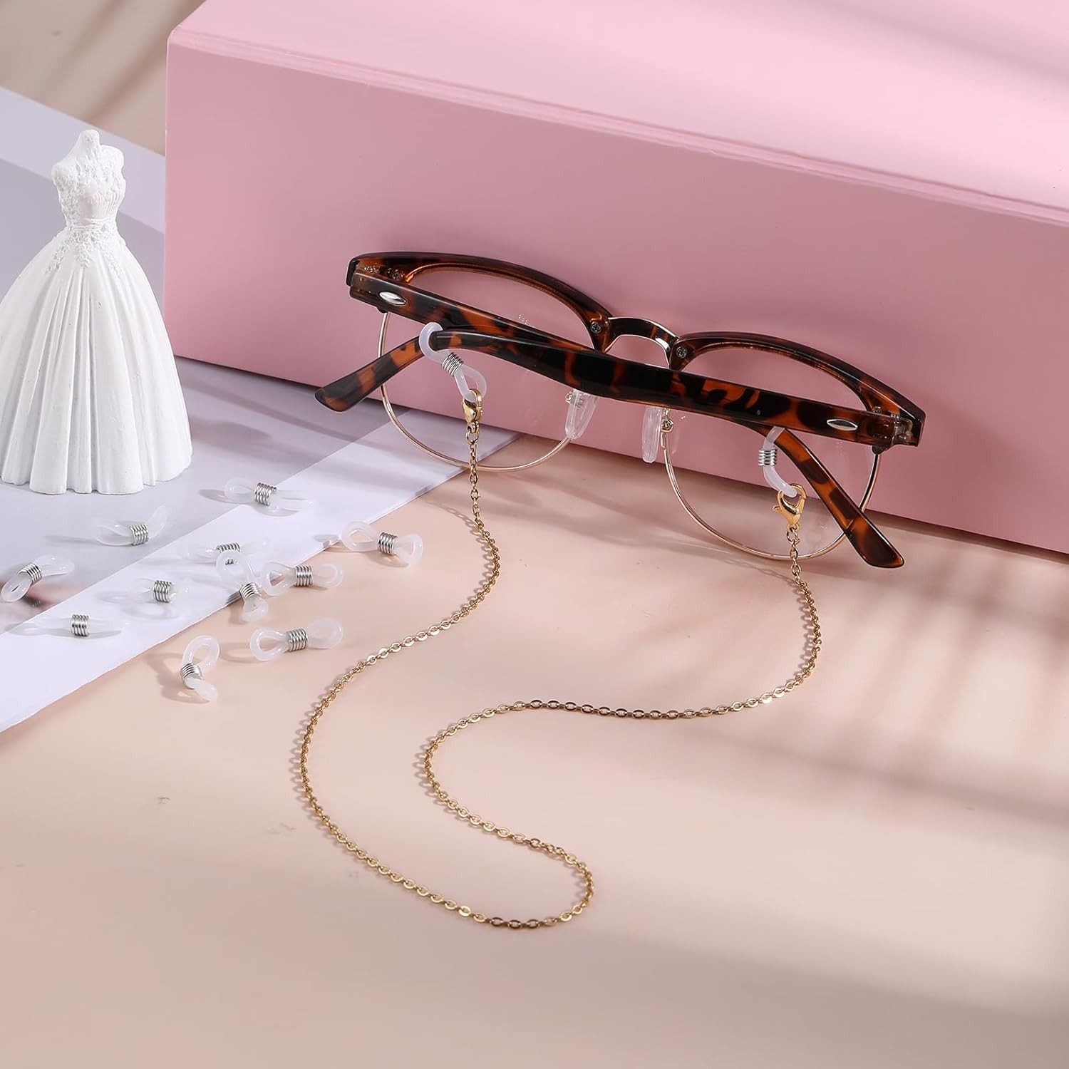 80Pcs Adjustable Rubber Eyeglass Chain Ends Anti Slip Strap Holder Connectors