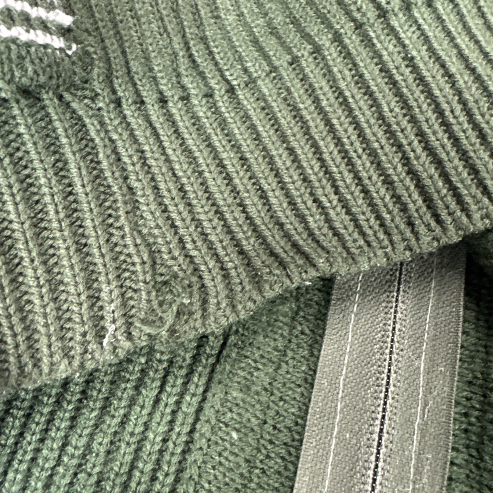 Vintage ZIP CARDIGAN Mens L Green Ribbed Knit Mock Neck Elbow Pads Classic