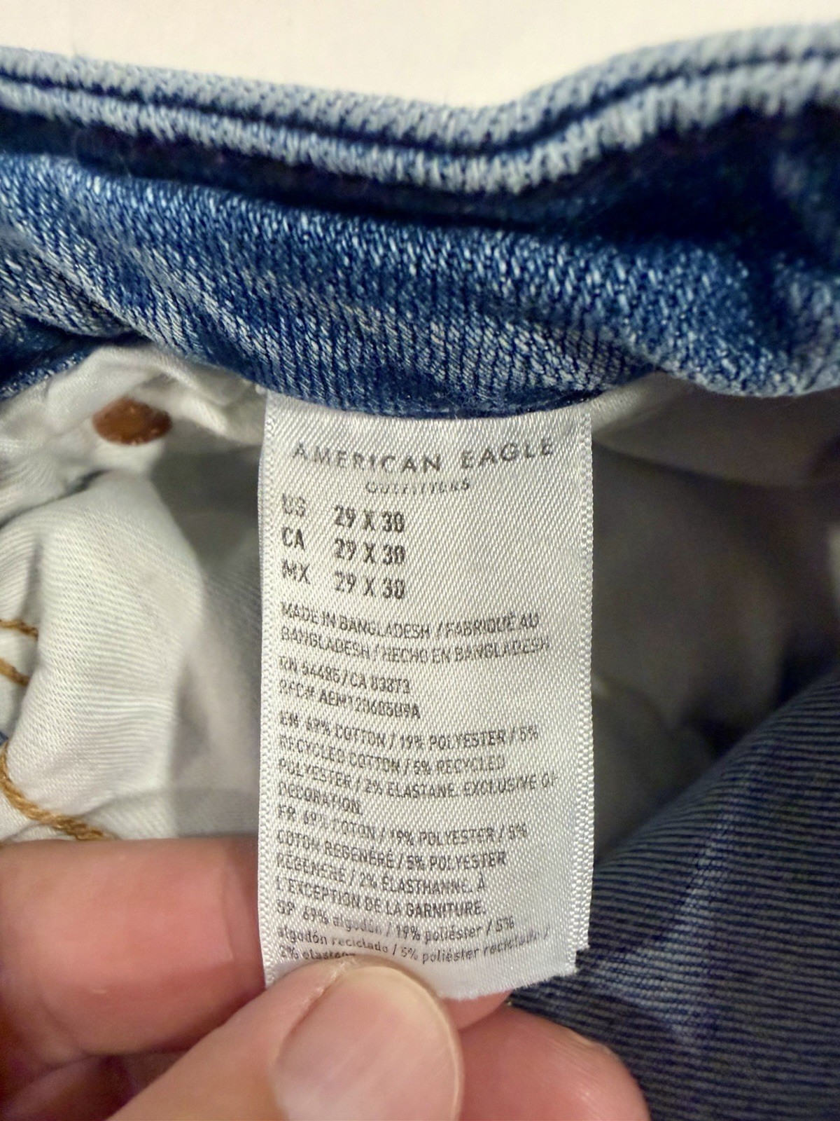 American Eagle Airflex+ Mens Jeans 29×30 Athletic Fit Blue Denim Distressed