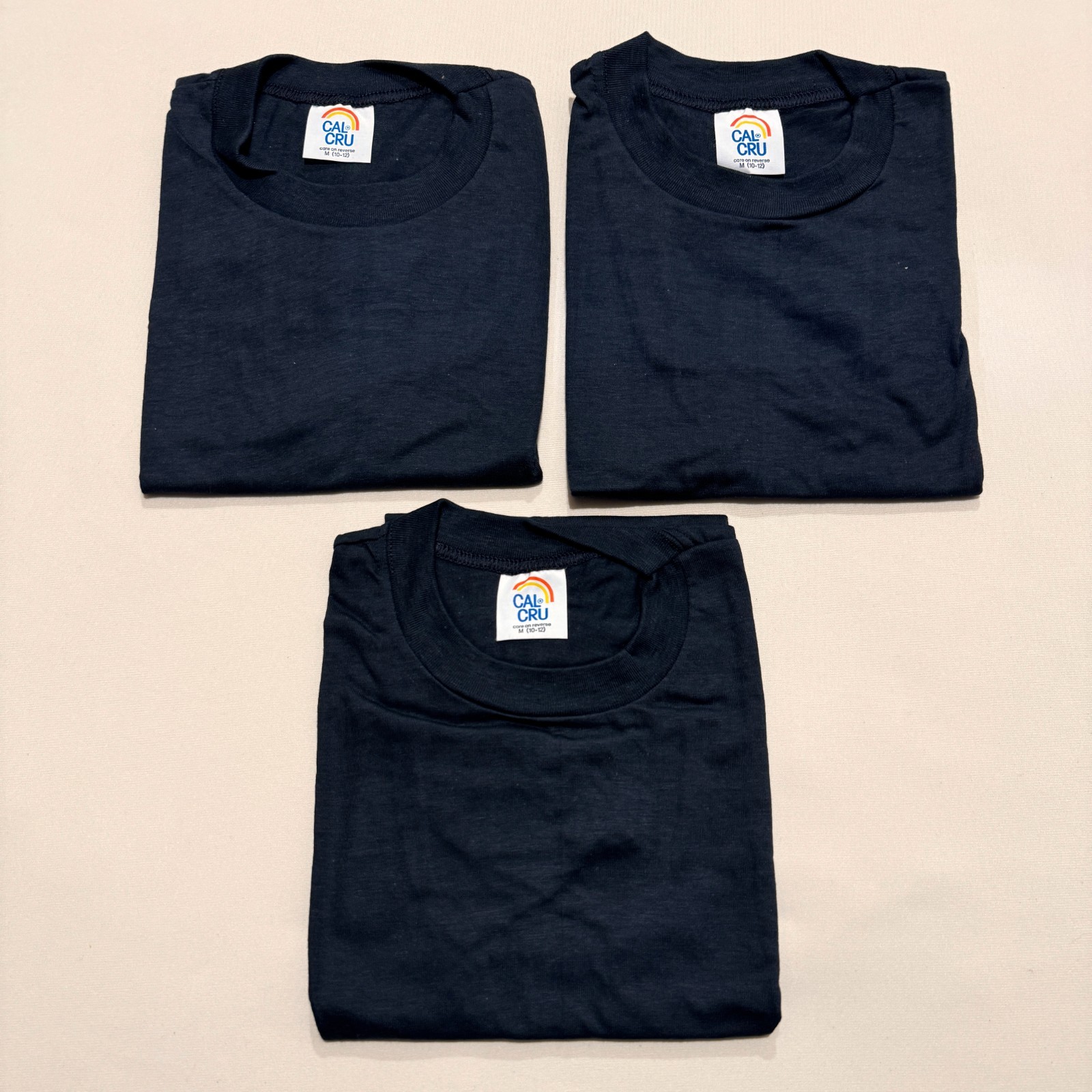 Vintage Cal Cru Youth M (10-12) Black Basic 50/50 T-Shirts Lot of 3 NOS