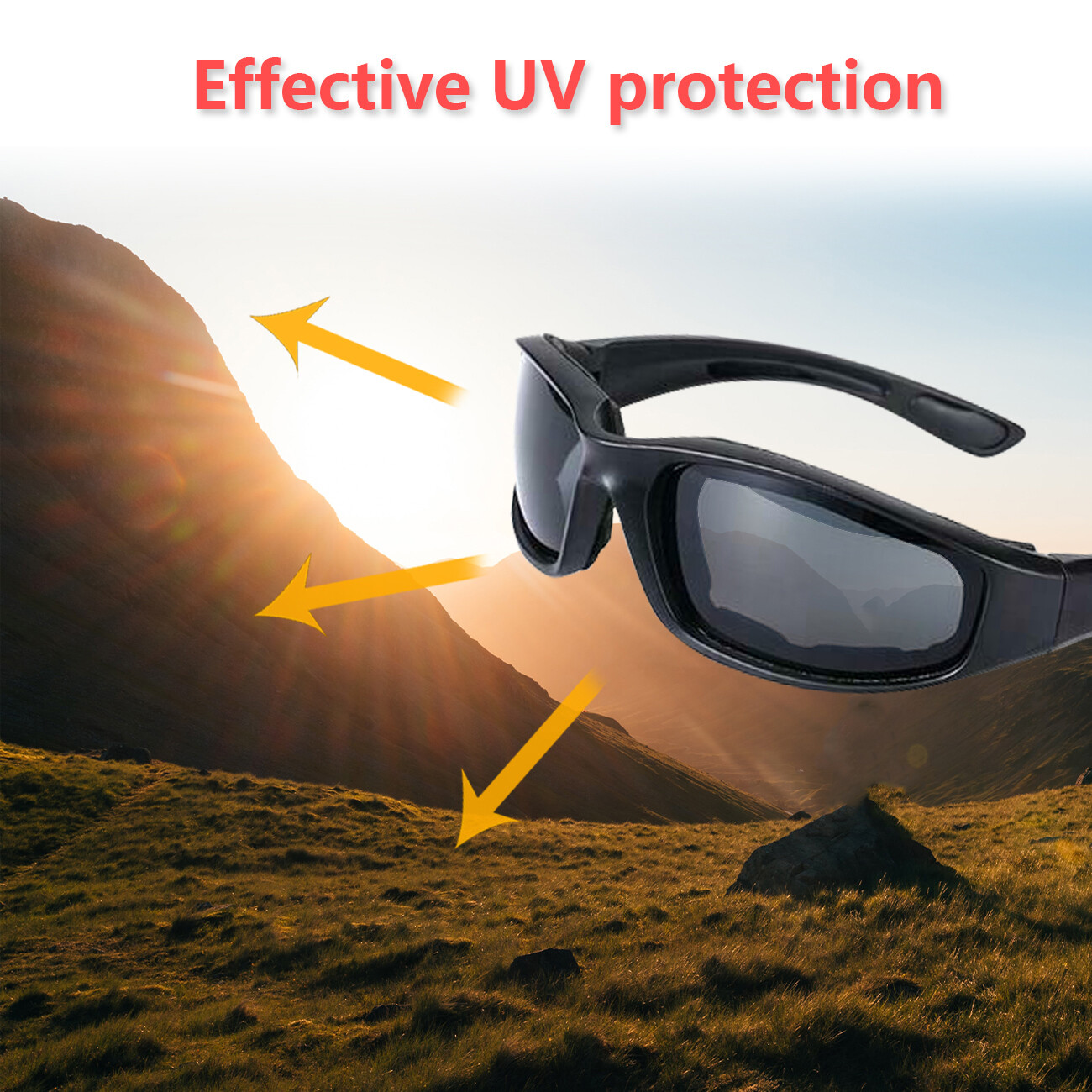 Gray Chopper Foam Padded Motorcycle Riding Glasses Sunglasses Windproof Goggles