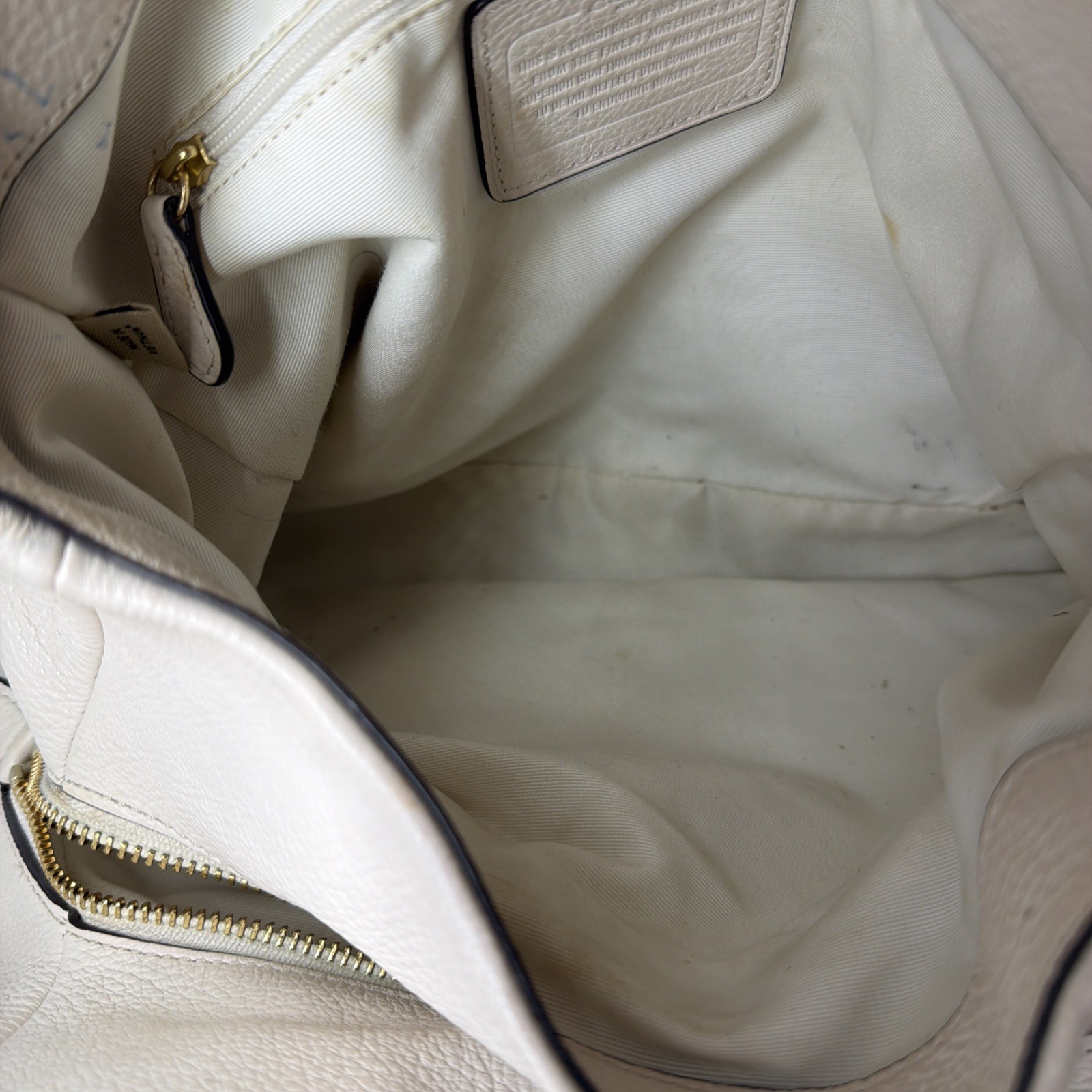 Coach Madison Phoebe Shoulder Bag Bone Pebbled Leather F35723 Compartments 3 Zip