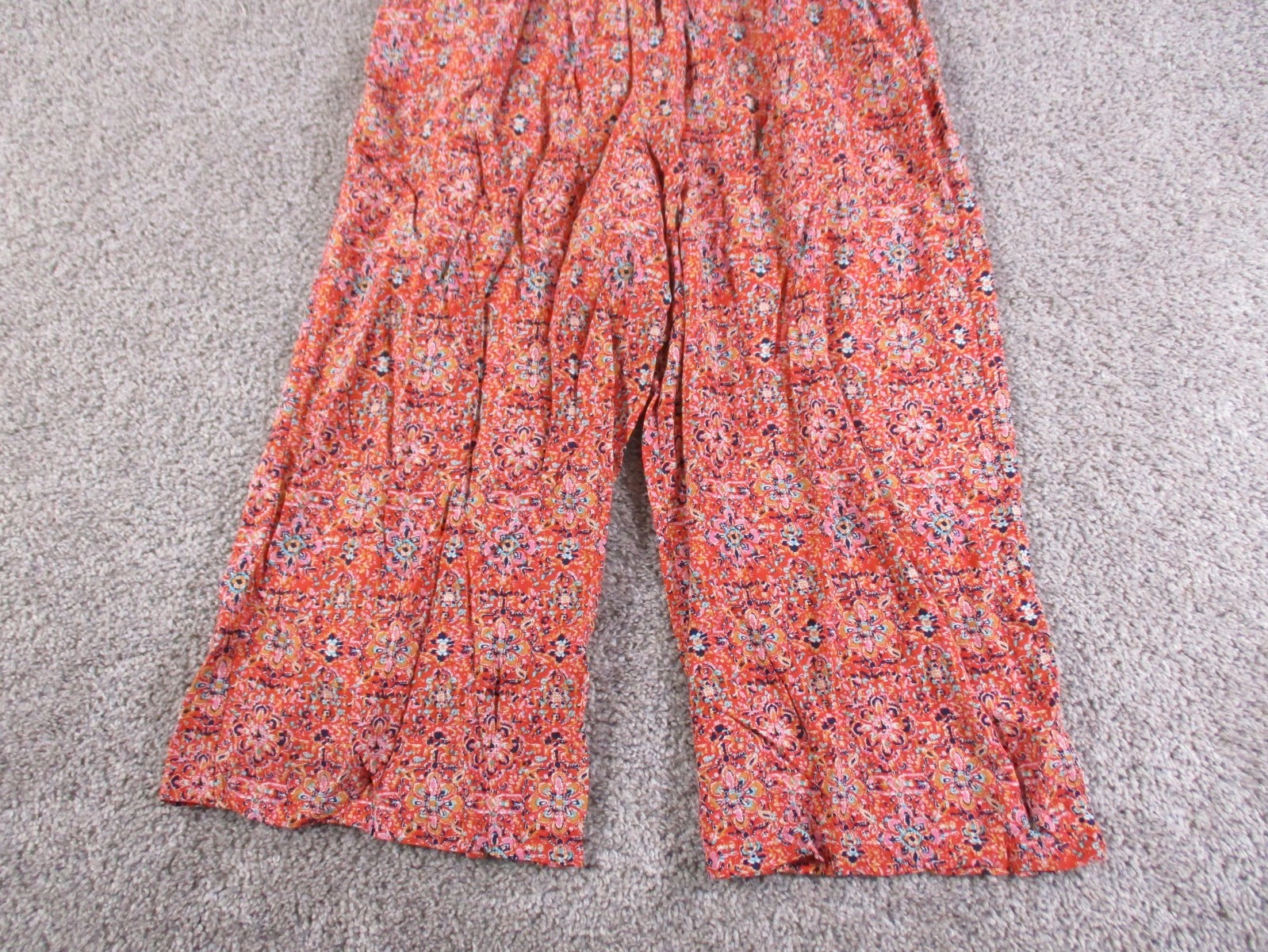 A.U.W. Small Womens Jumpsuit Wide Leg Red Floral Rayon Lined