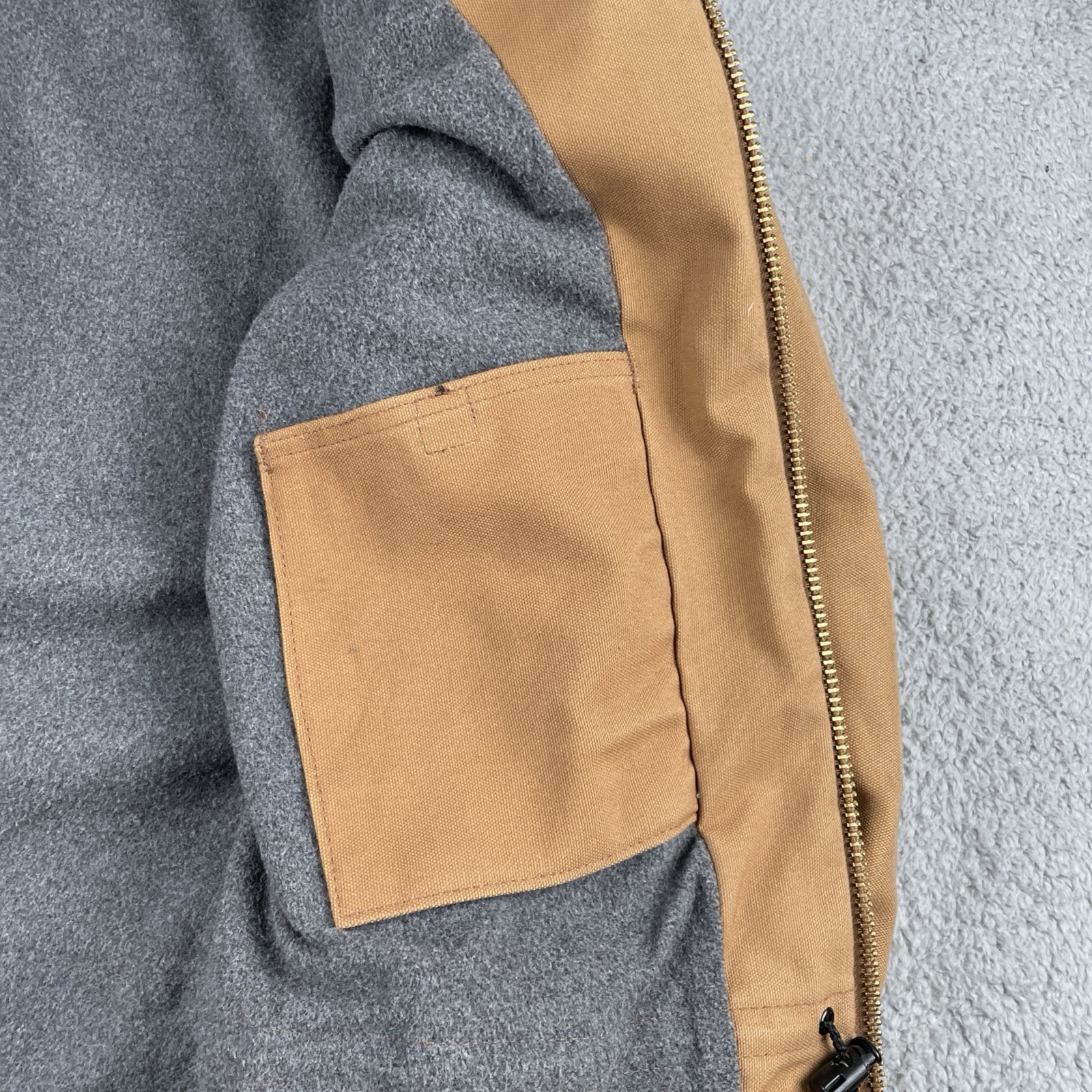 Carhartt Jacket Zip Up Hoodie Caramel Brown Fleece Lined Triple Stitched Large