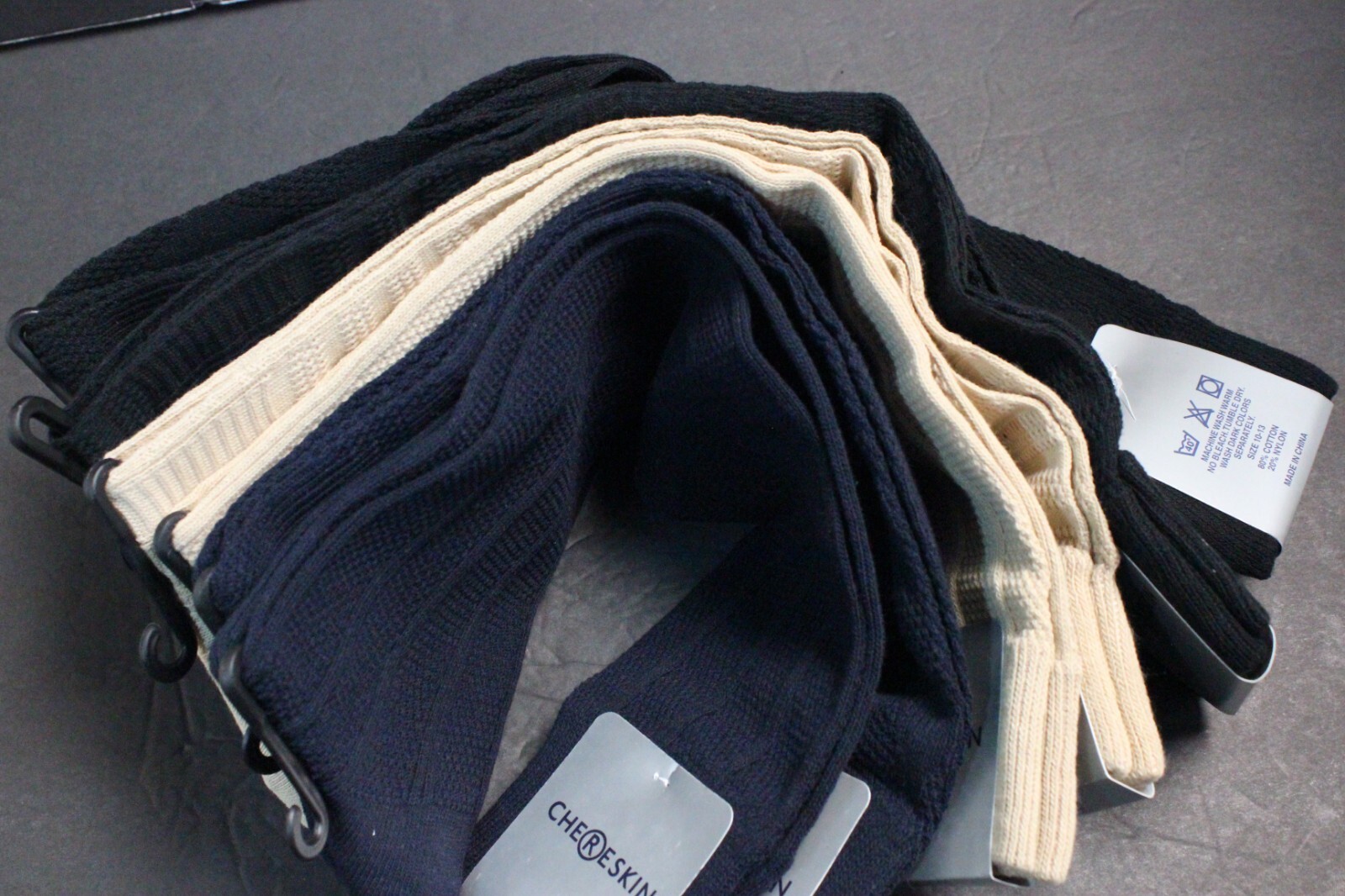 8 pair Men’s 10-13 Over the Calf Dress Work Crew Socks Black tan navy SZ 6-12