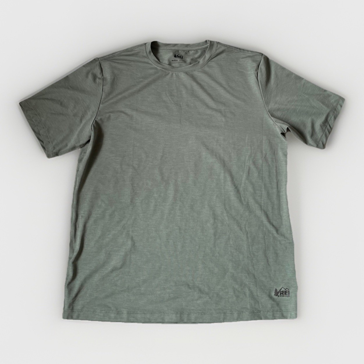 REI Co-op Active Pursuits T-Shirt Men’s Medium ‘Stone Green’ Poly/Spandex blend