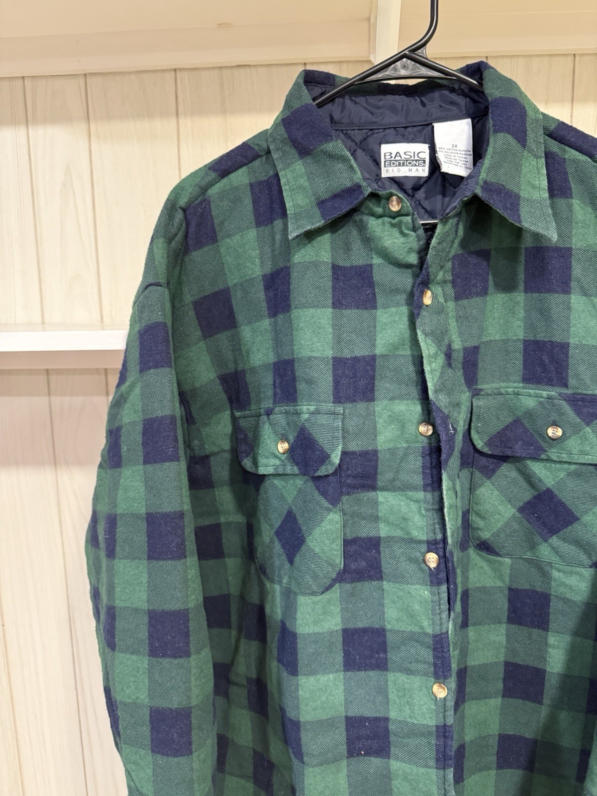Basic Edition Big Man 2XL Men’s Button Down Flannel Plaid Shirt Long Sleeve