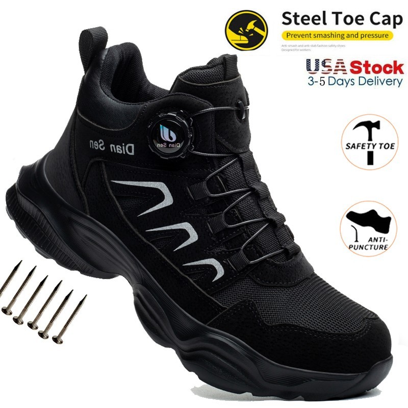 Mens Work Boots Indestructible Safety Shoes Puncture-Proof Construction Shoes