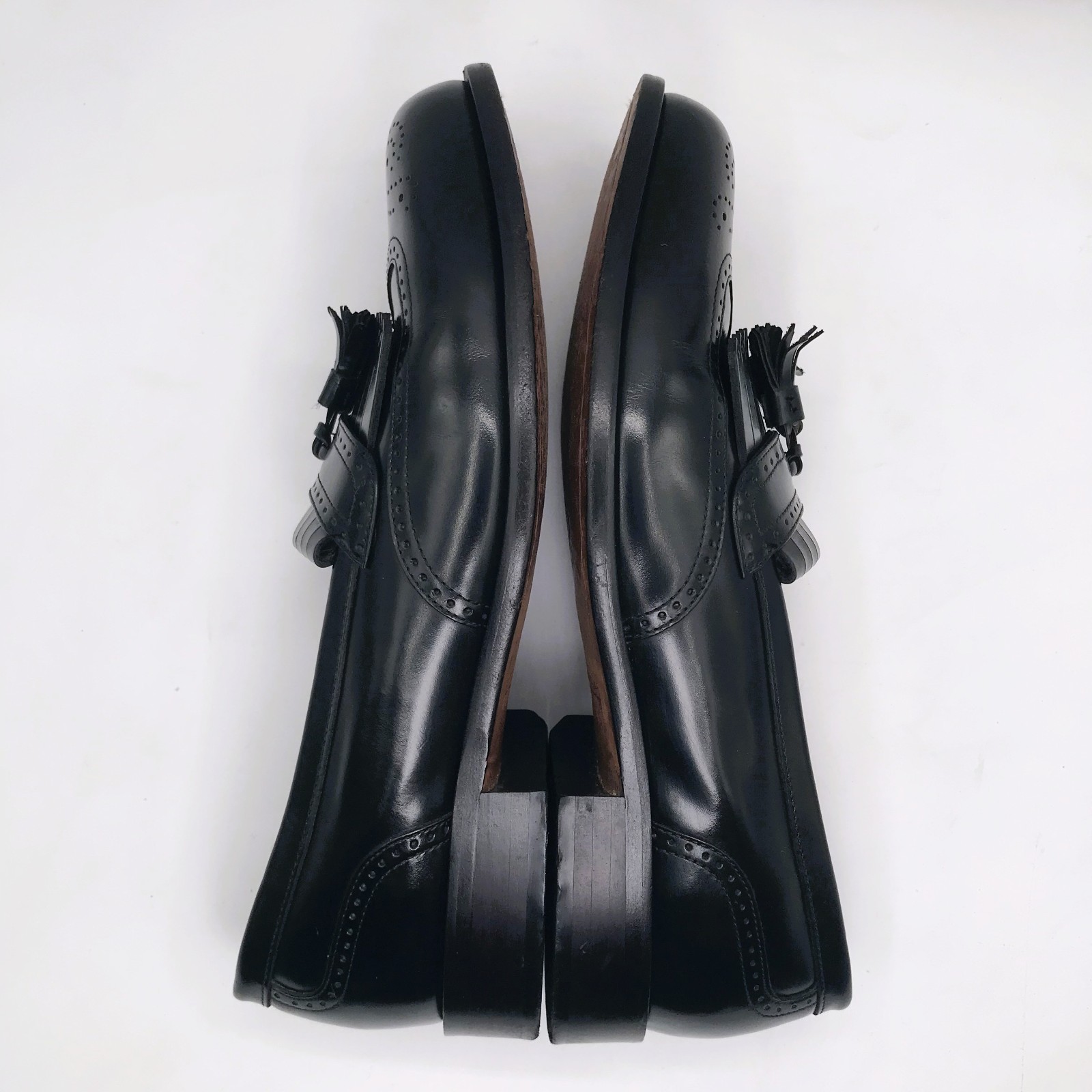 Bostonian Classics First Flex Black Leather Wingtip Tassel Loafers Mens Sz 8.5 M