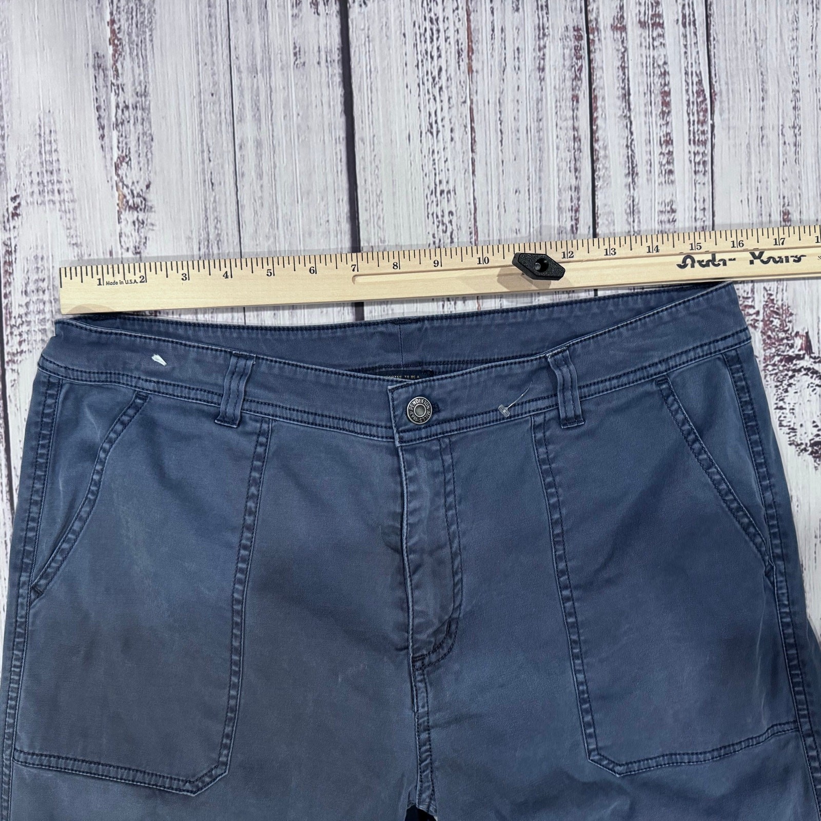 Pendleton Utility Chino Pants Women 12 Blue Twill Straight Crop 27.5in Stretch