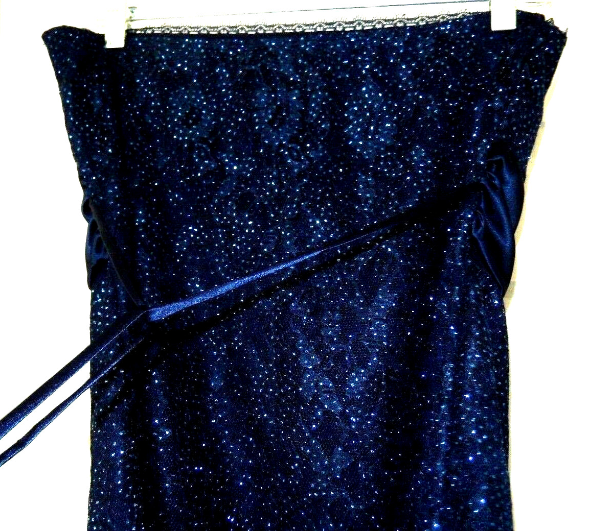 VANITY Sparkle Lace Overlay Sleeveless Top Blouse w Satin Sash & Rear Ties-L