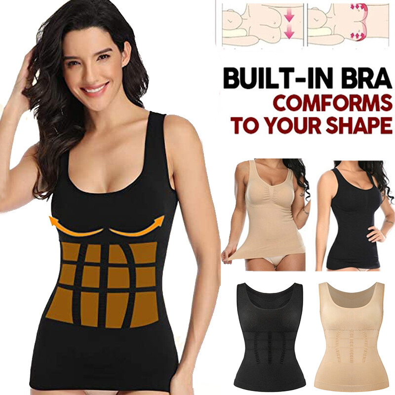 Women with Built in Bra Tummy Control Camisole Cami Shaper Tank Top Body Shaper