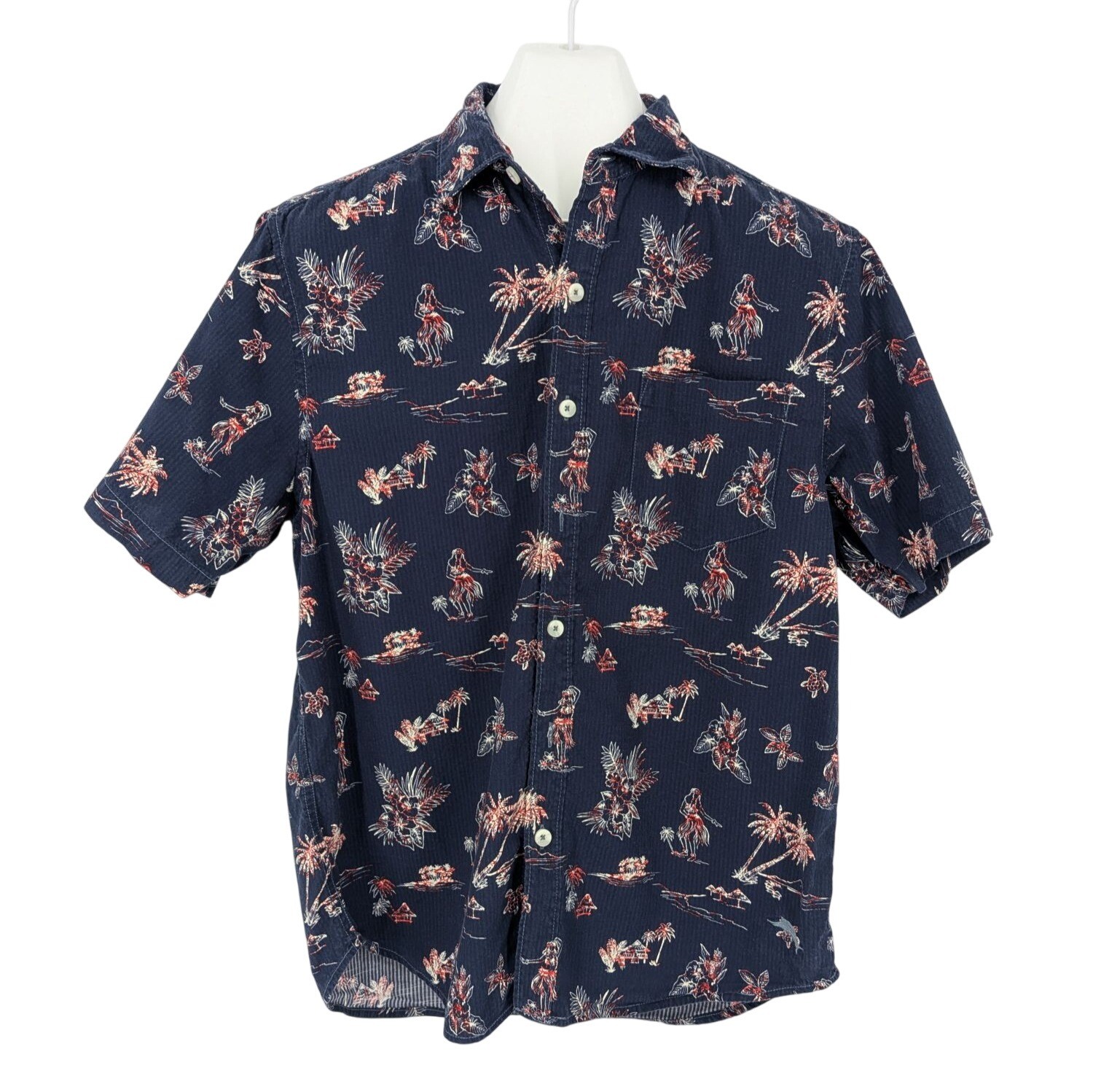 Tommy Bahama Hawaiian Hula Button Up Shirt Tropical Island Resort Aloha Medium