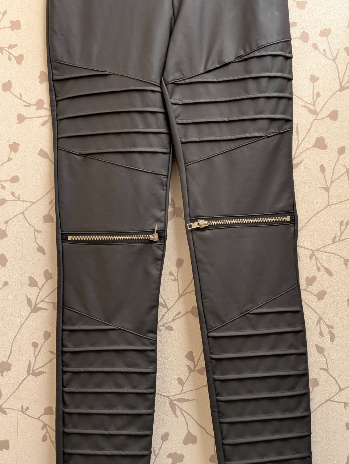 Killstar Pvc Faux Leather Biker Zip Leggings Trousers XS 26″
