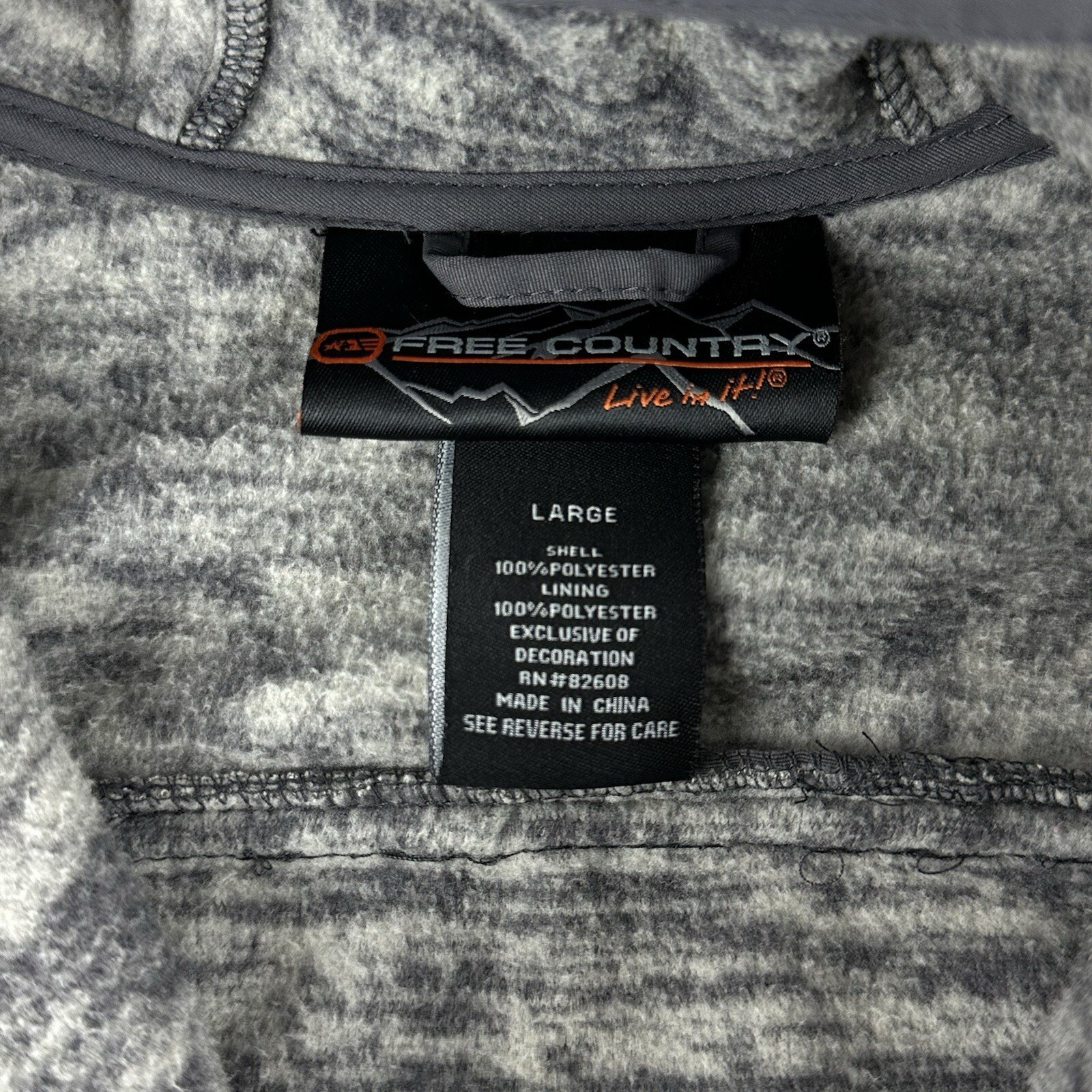 Free Country Kids Grey Polyester Pockets Hooded Fleece Knit Full Zip Jacket Sz L