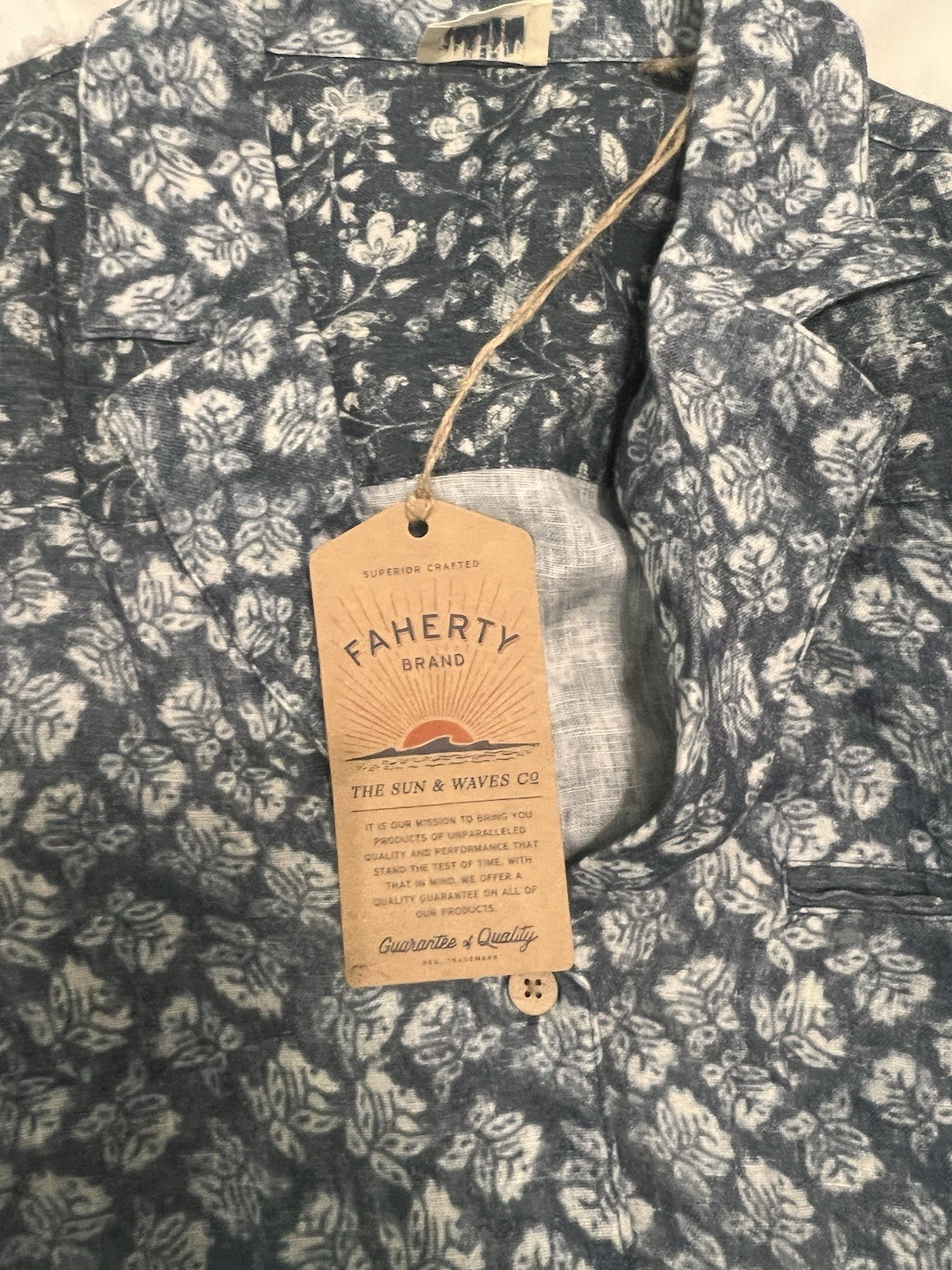 Faherty Catalina Linen Paradise Point Dress Medium Oceanview Blossom Blue Floral