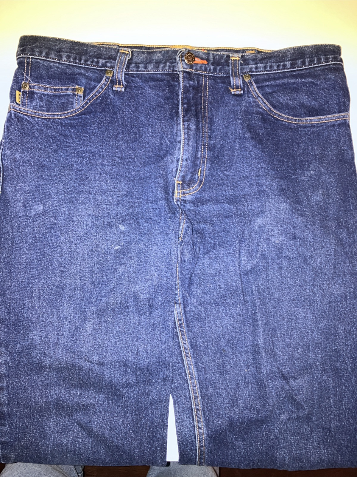 DIAMOND GUSSET Jeans Mens 36×27.5in Blue Denim Dungarees 🇺🇸Made in USA