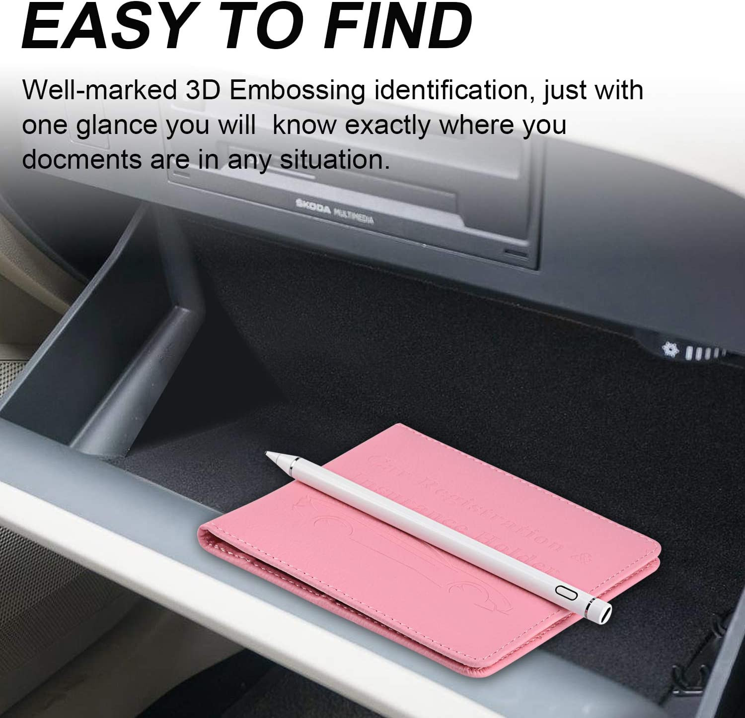 Car Registration and Insurance Holder, Car Accessories Vehicle Glove Box Car Org