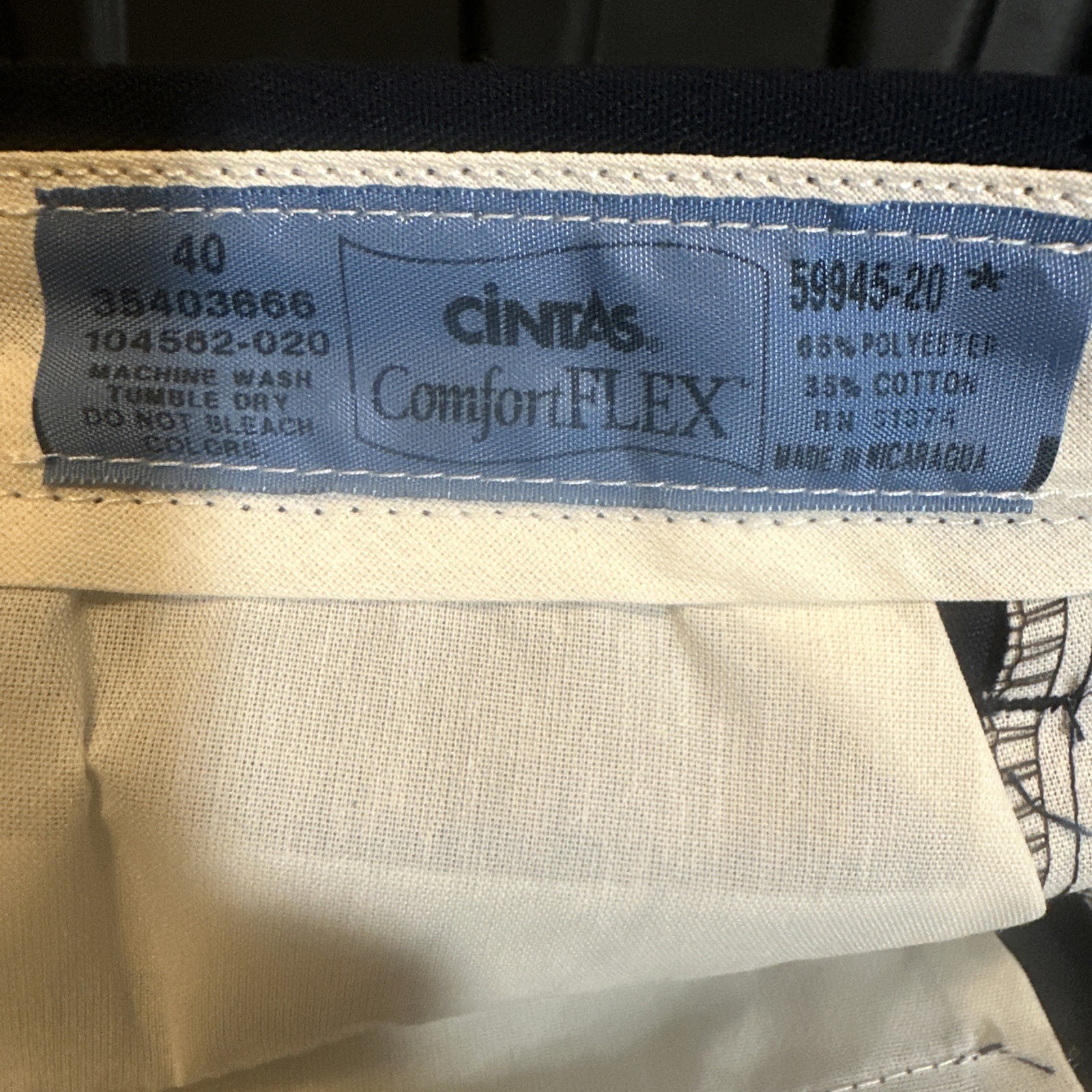 Lot Of 2 Navy Blue Cintas comfort flex High Visibility Safety Work pants 40×30