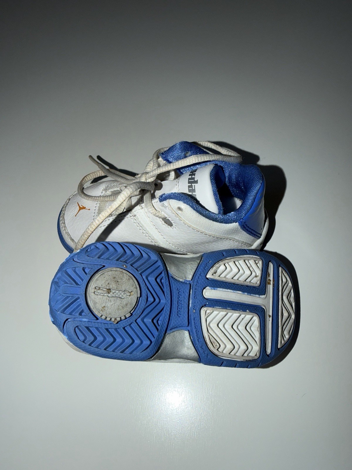 Nike Jordan 23 White Blue Silver Leather 2005 Vintage Lace Up Baby Shoes US 5C