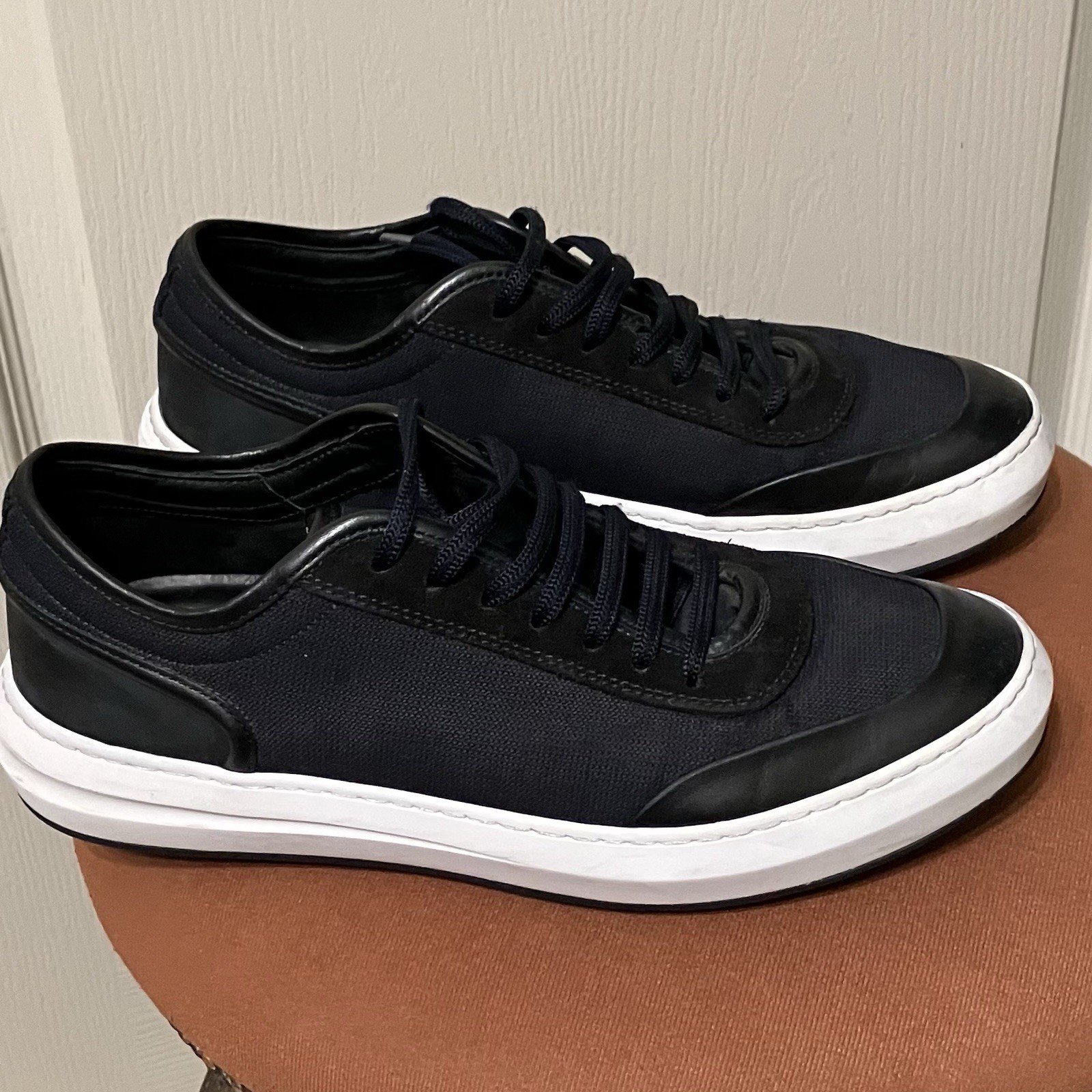 SALVATORE FERRAGAMO Sneakers BLUE Suede / Canvas – Sz 7 D Made in ITALY