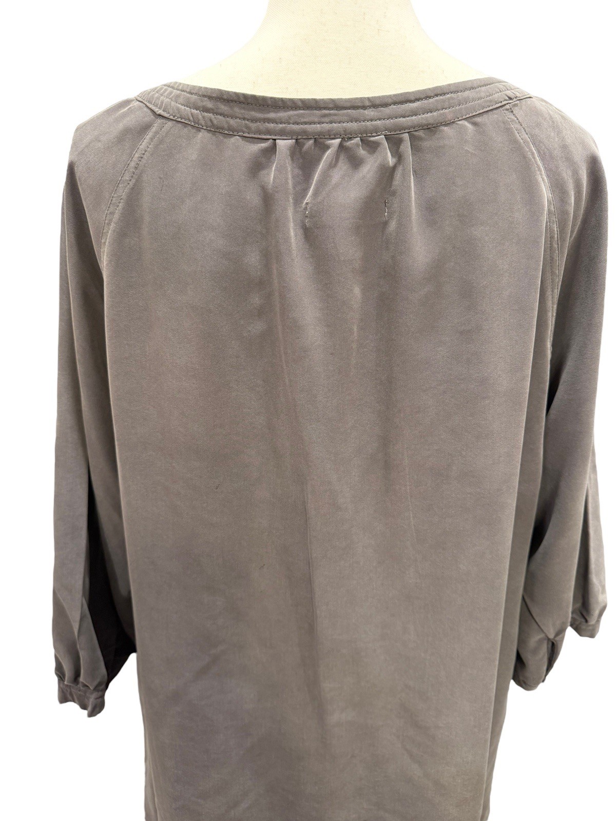 Coldwater Creek Womens Tunic Top 2X Gray V-Neck 3/4 Sleeve Front Pockets Soft