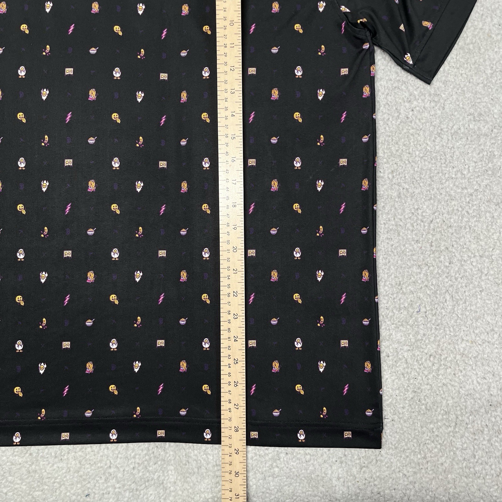 Waggle Polo Shirt Mens L Black All Over Print Performance Golf Stretch AOP