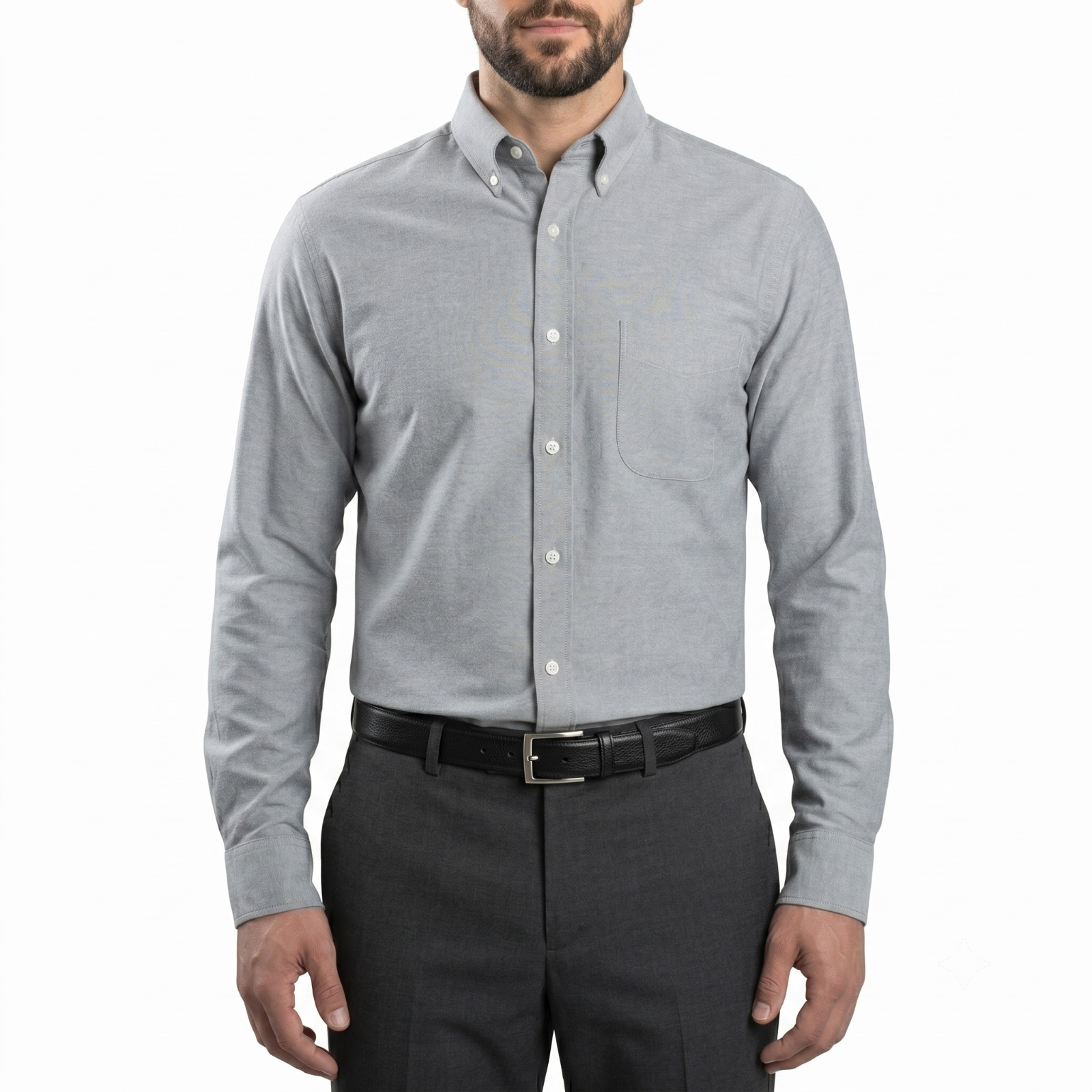 Jachs Men’s Oxford Long Sleeve Button Up Shirt Stretch Brushed Casual S-3XL