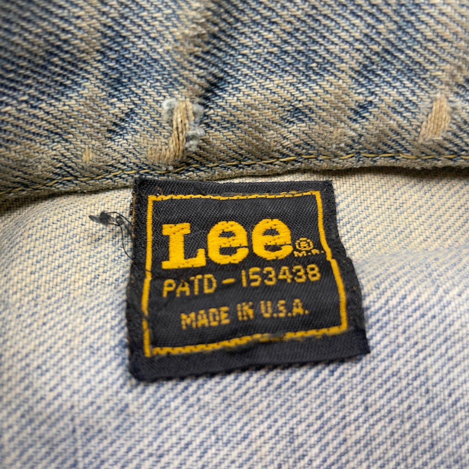VTG 70s Lee Riders 101-J Cowboy Denim Jacket USA Faded Distressed Union M 19×20
