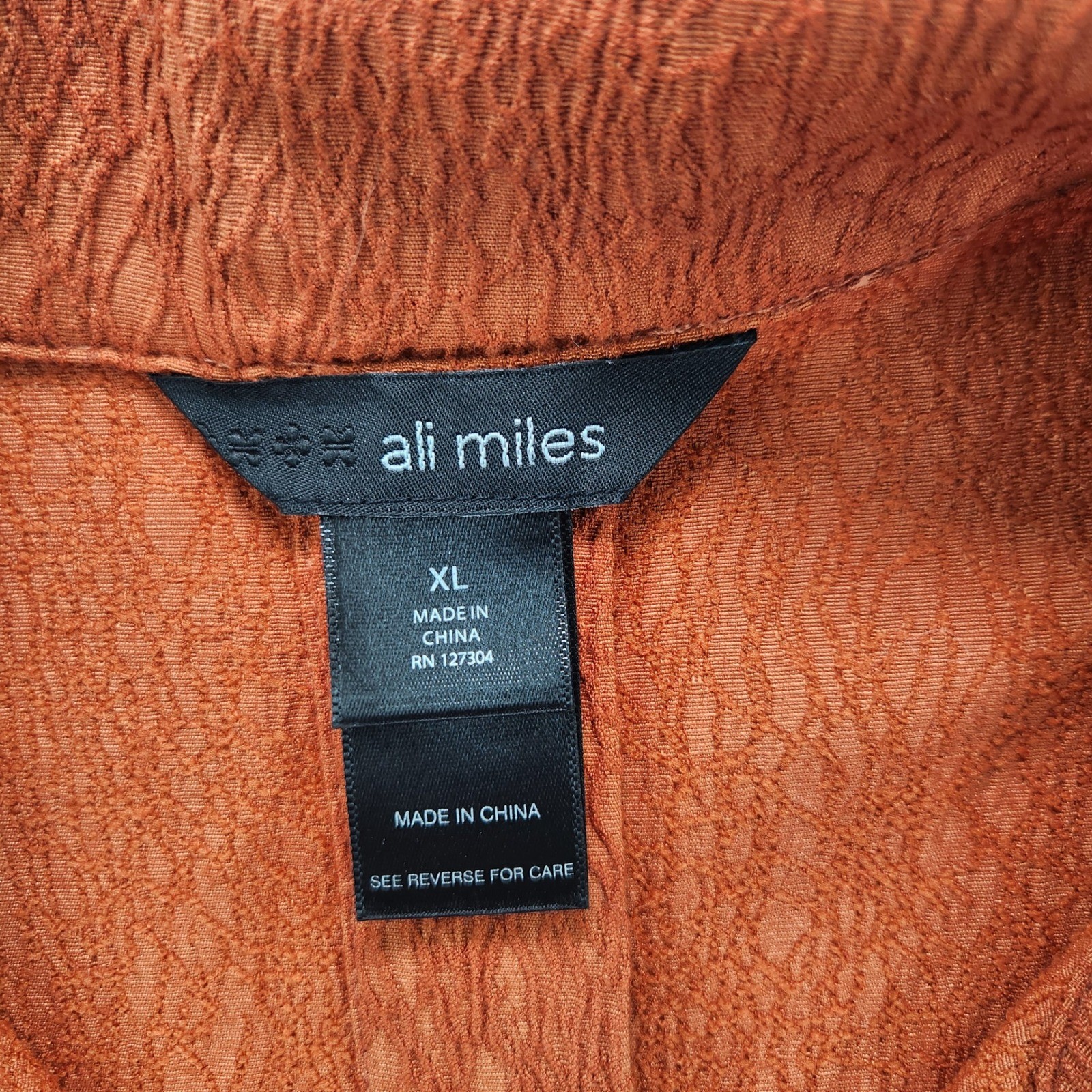 Used Excellent Ali Miles Rust Textured Jacket XL Toggle Button Boho Chic