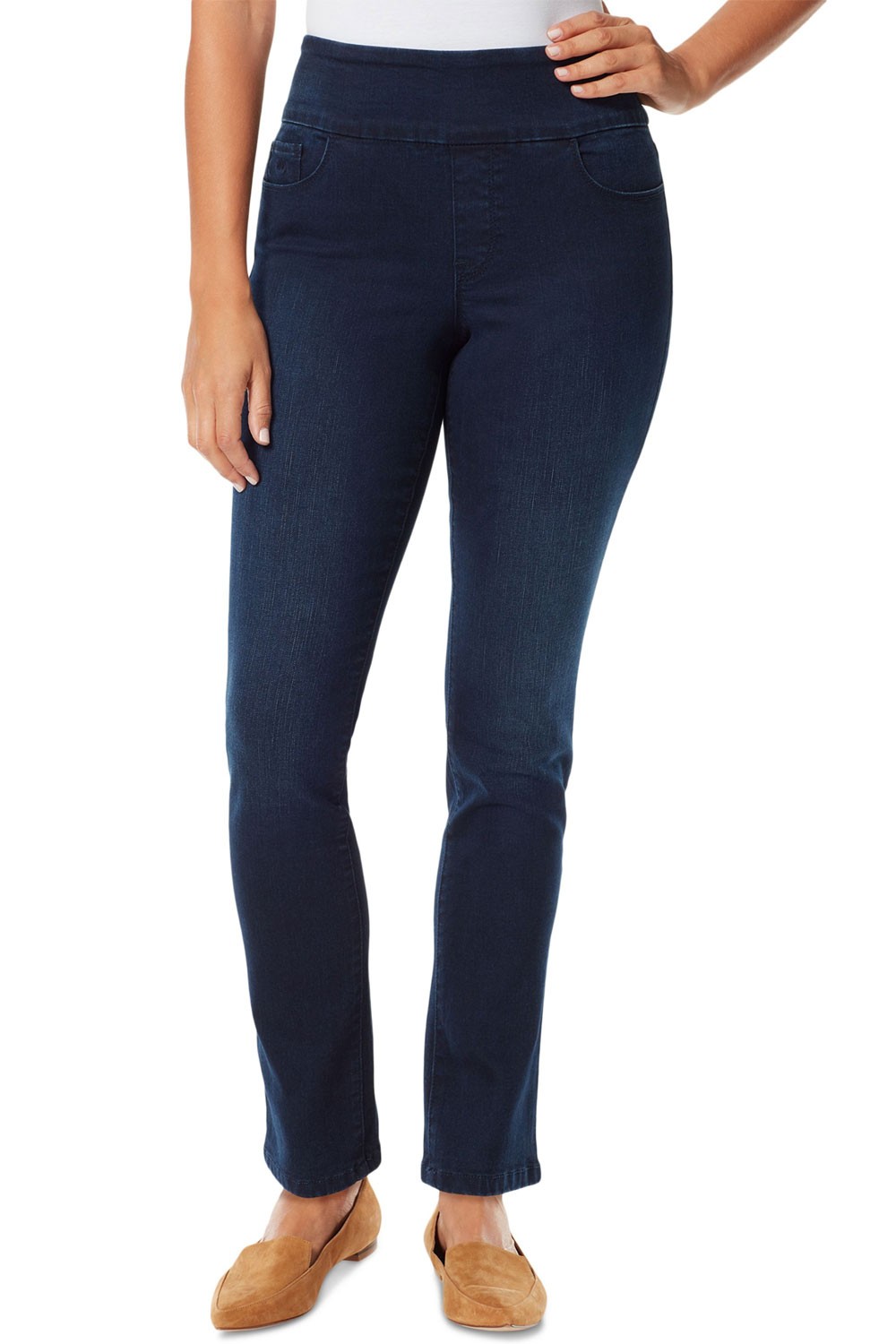 Gloria Vanderbilt Womens Amanda Pull-On Slim Straight Jeans 4 Kansas – NWT $50
