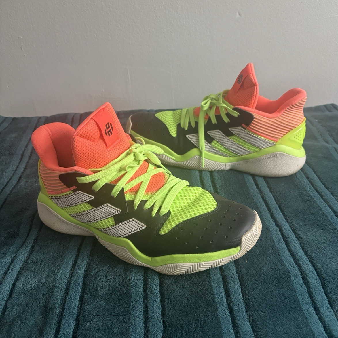 Fun Adidas Harden Stepback Basketball Shoes Men Size 11 EF9890 Black Coral Green