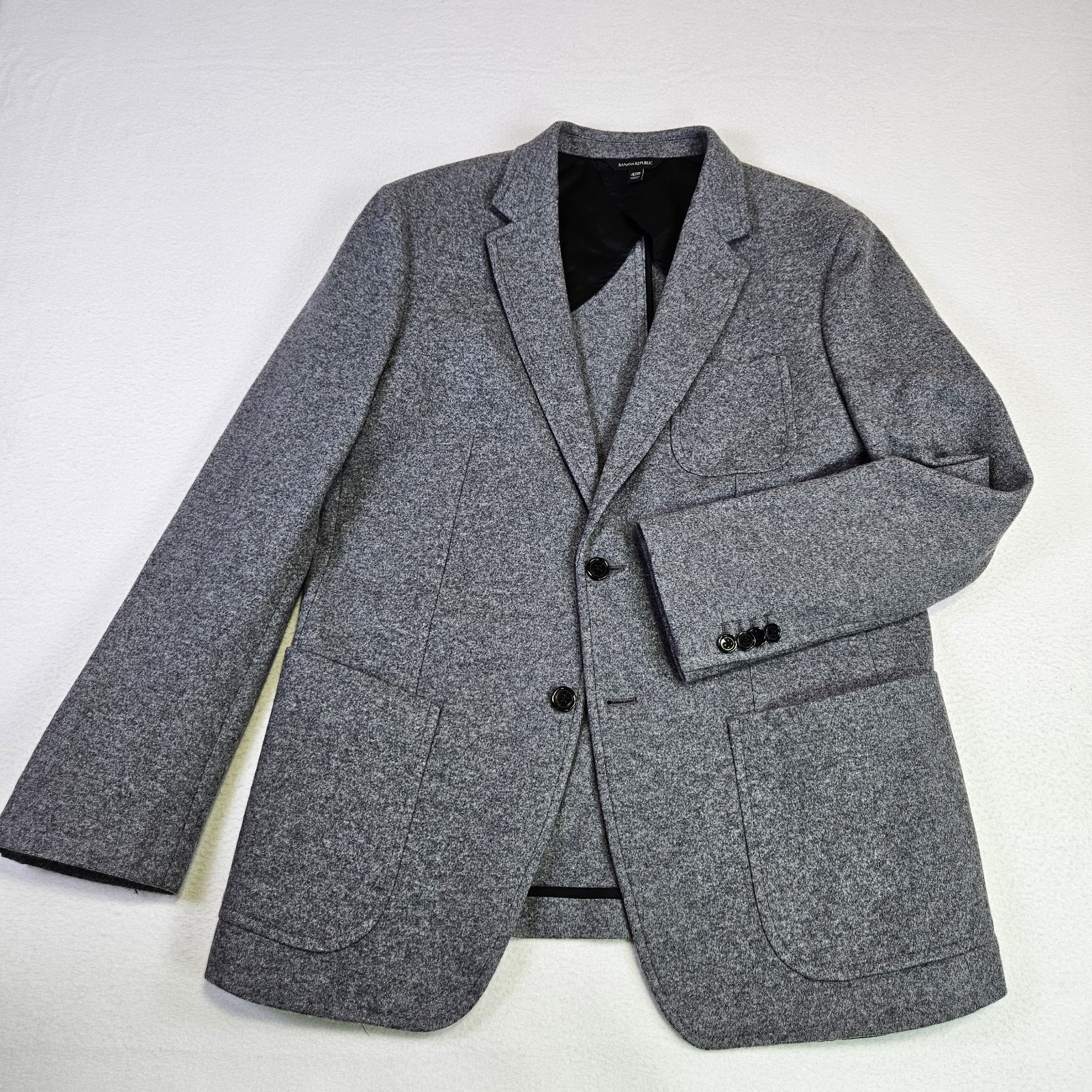 Banana Republic Blazer Mens 42R Slim Mario Bellucci Italian Wool Sport Coat Gray