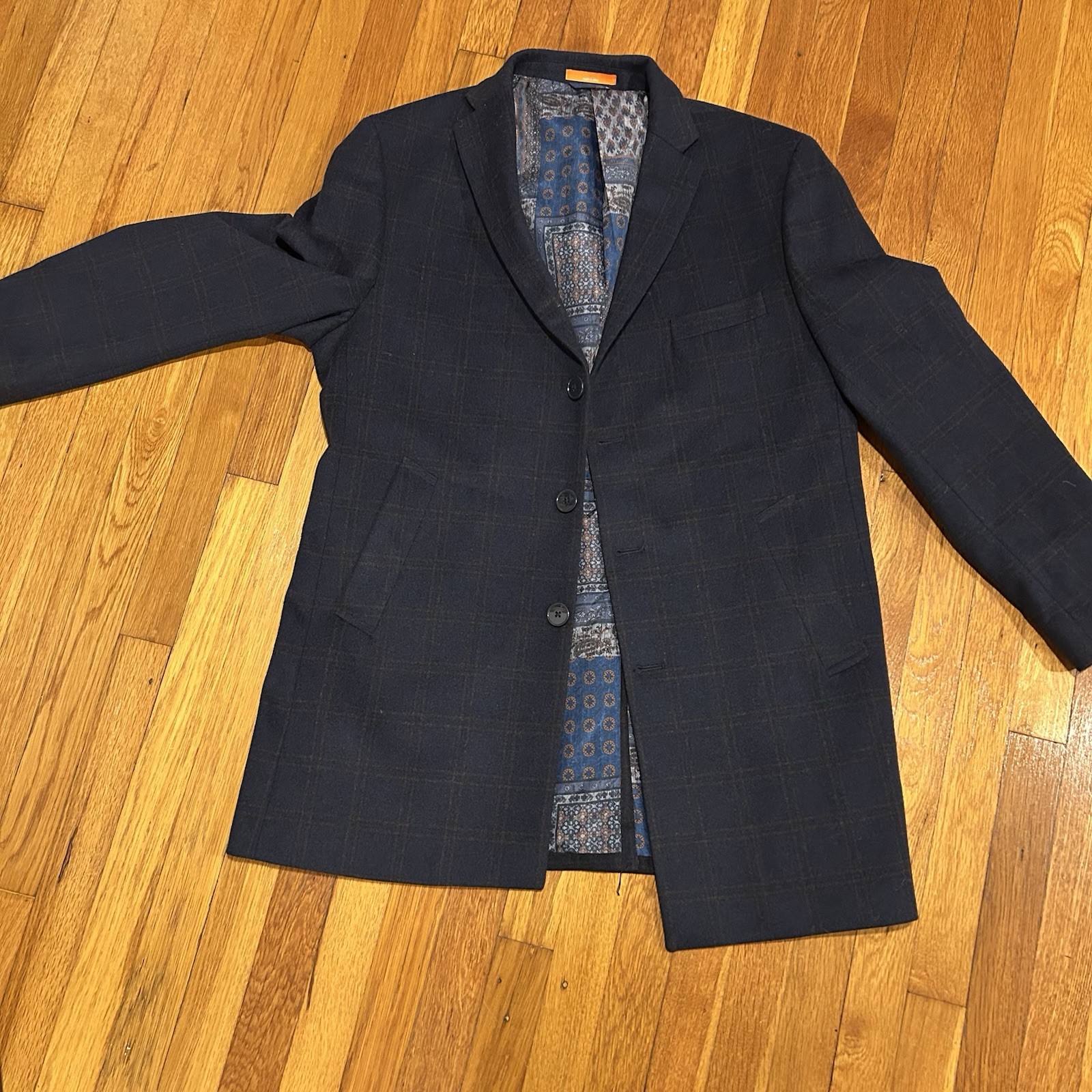 Tallia Men’s Navy Blue Sport Coat Blazer, Size L, 2-Button, Lined, Woven