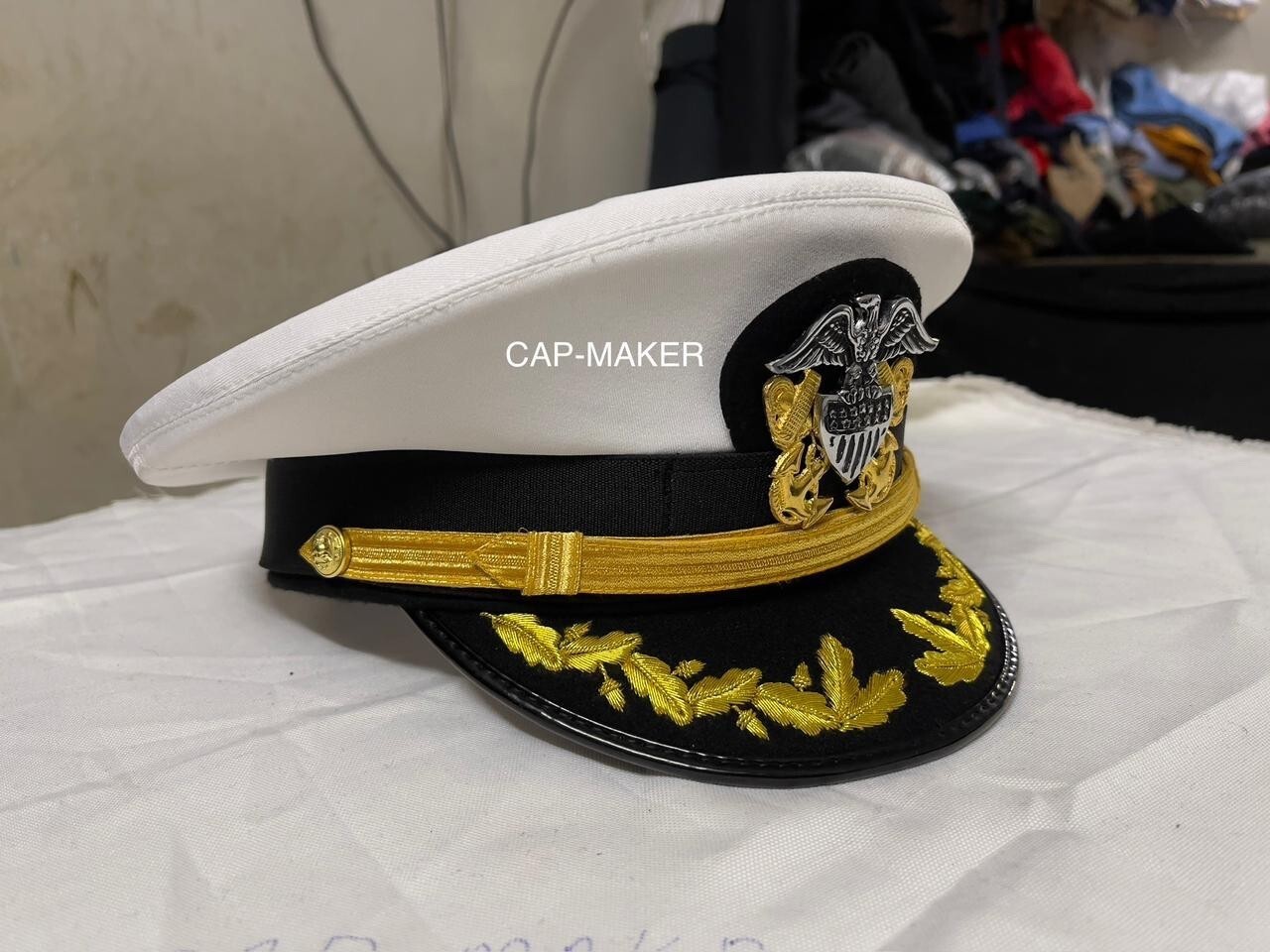 US Navy Commander Admiral Rank White Hat Cap All Sizes Available