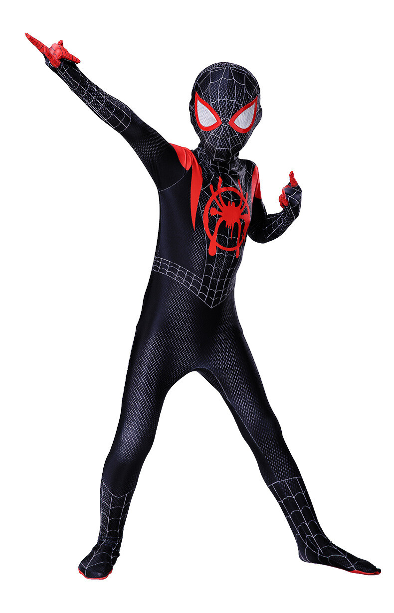 Into the SpiderVerse Miles Morales Spiderman Jumpsuit Kids/Adult Costume Cosplay