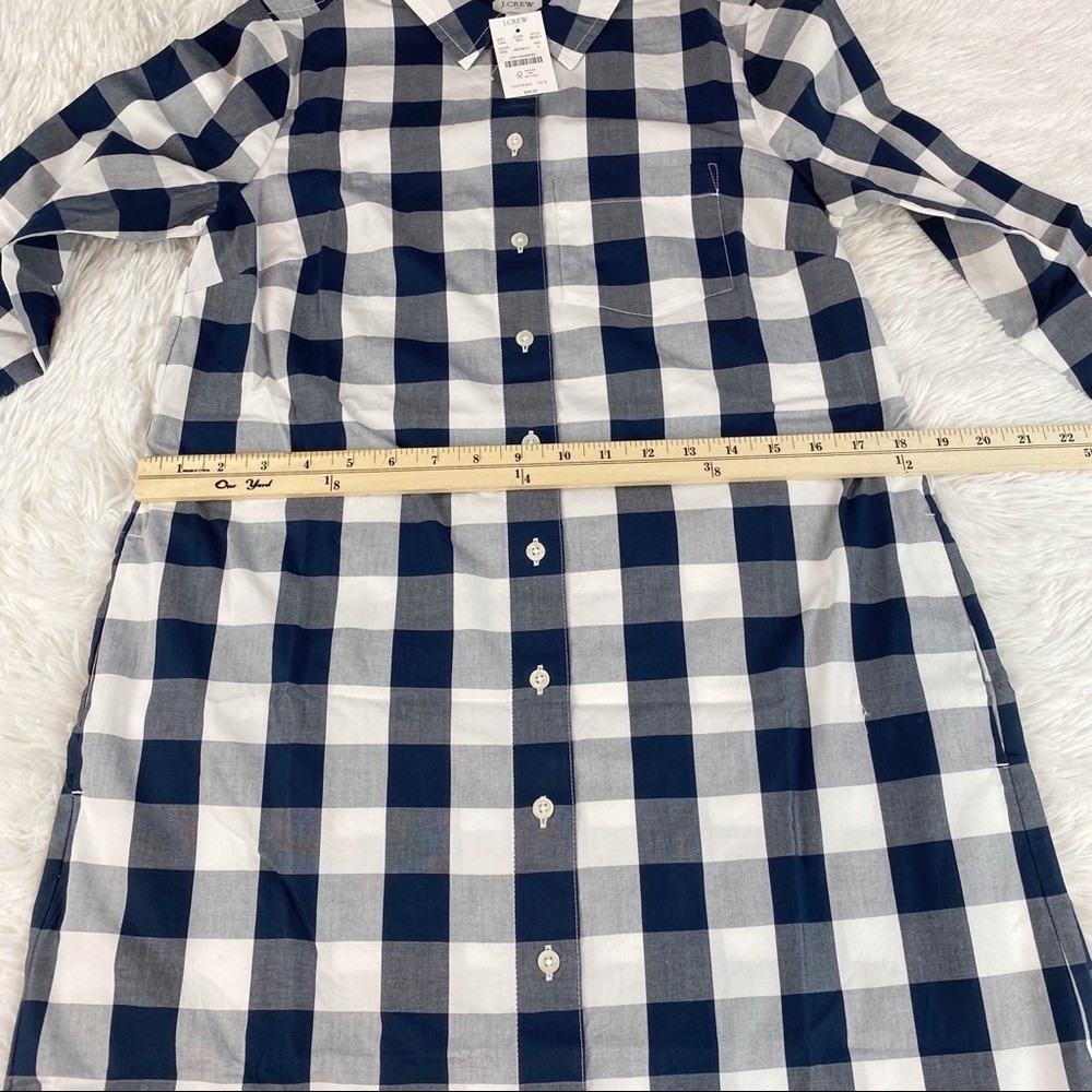 J Crew New Gingham plaid belted shirtdress long sleeve button up black white