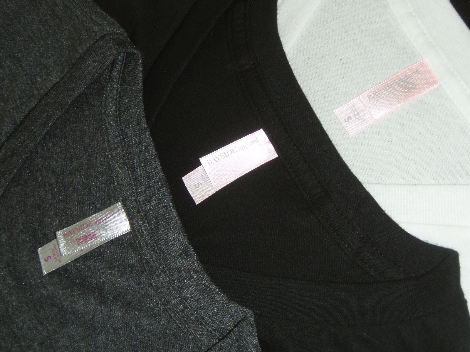 Misses V-Neck Tee Shirt (3pk) Black – White – Charcoal (Bayside 3407) USA Made
