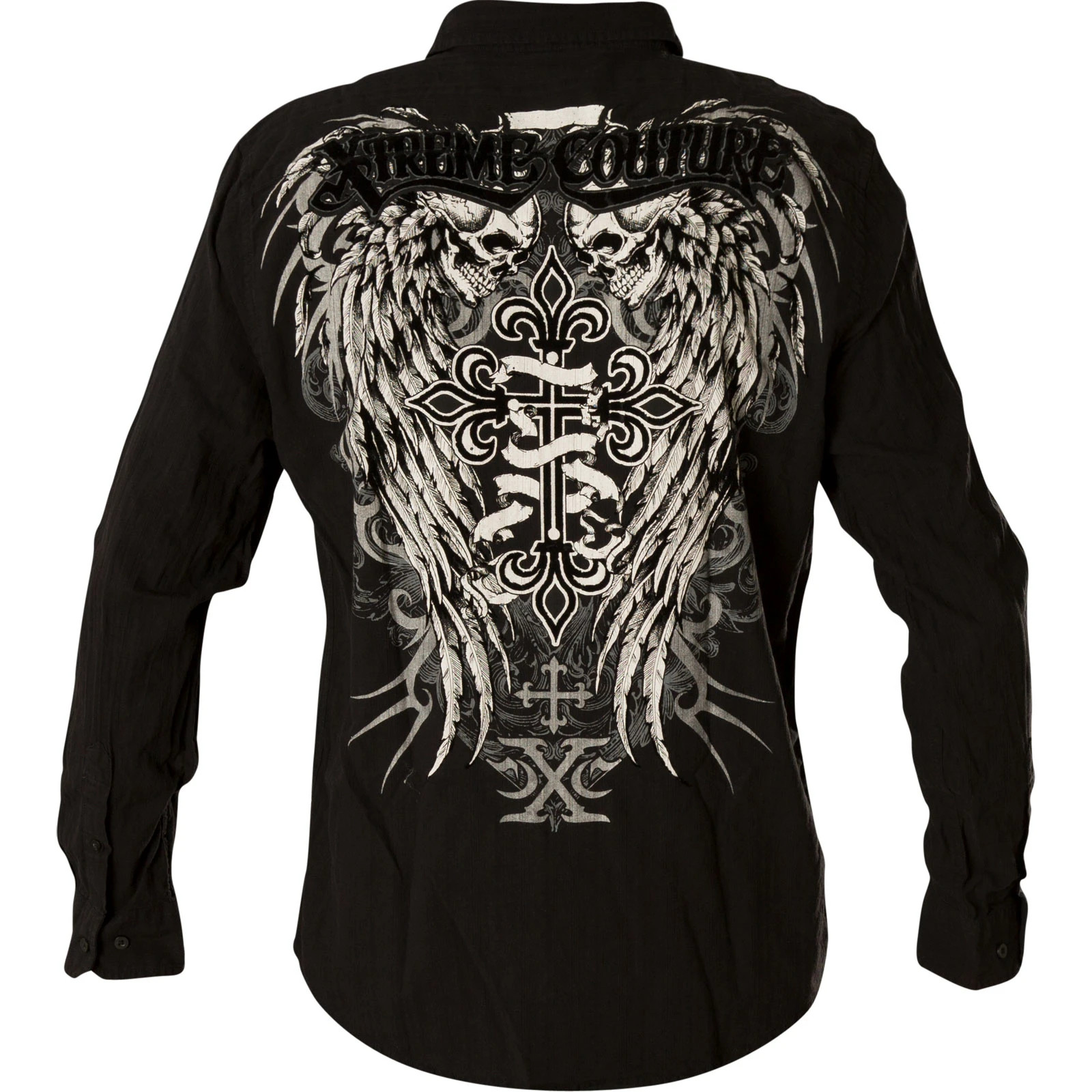 XTREME COUTURE by AFFLICTION Men’s BUTTON DOWN Shirt KINGS FALL Skulls $78
