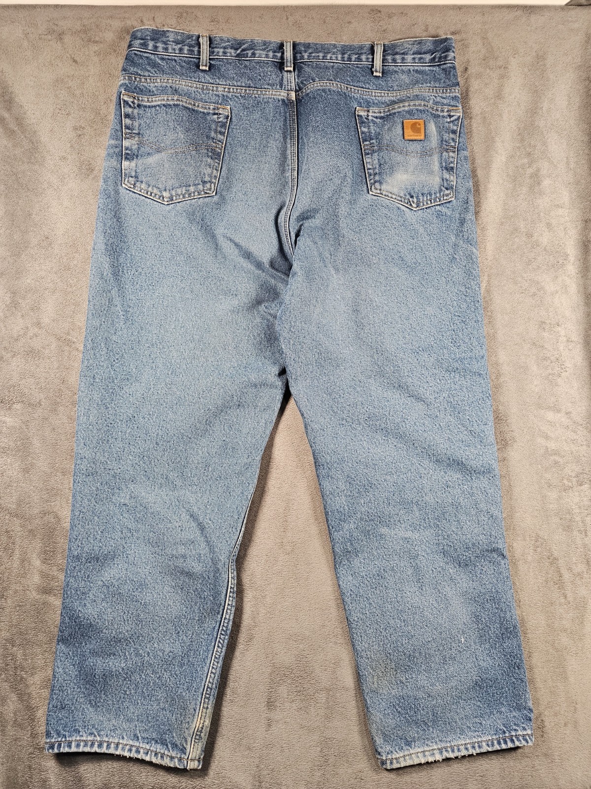 Carhartt B172 Relaxed Fit Tapered Flannel Lined Jeans Mens 42×32 Dark Stone