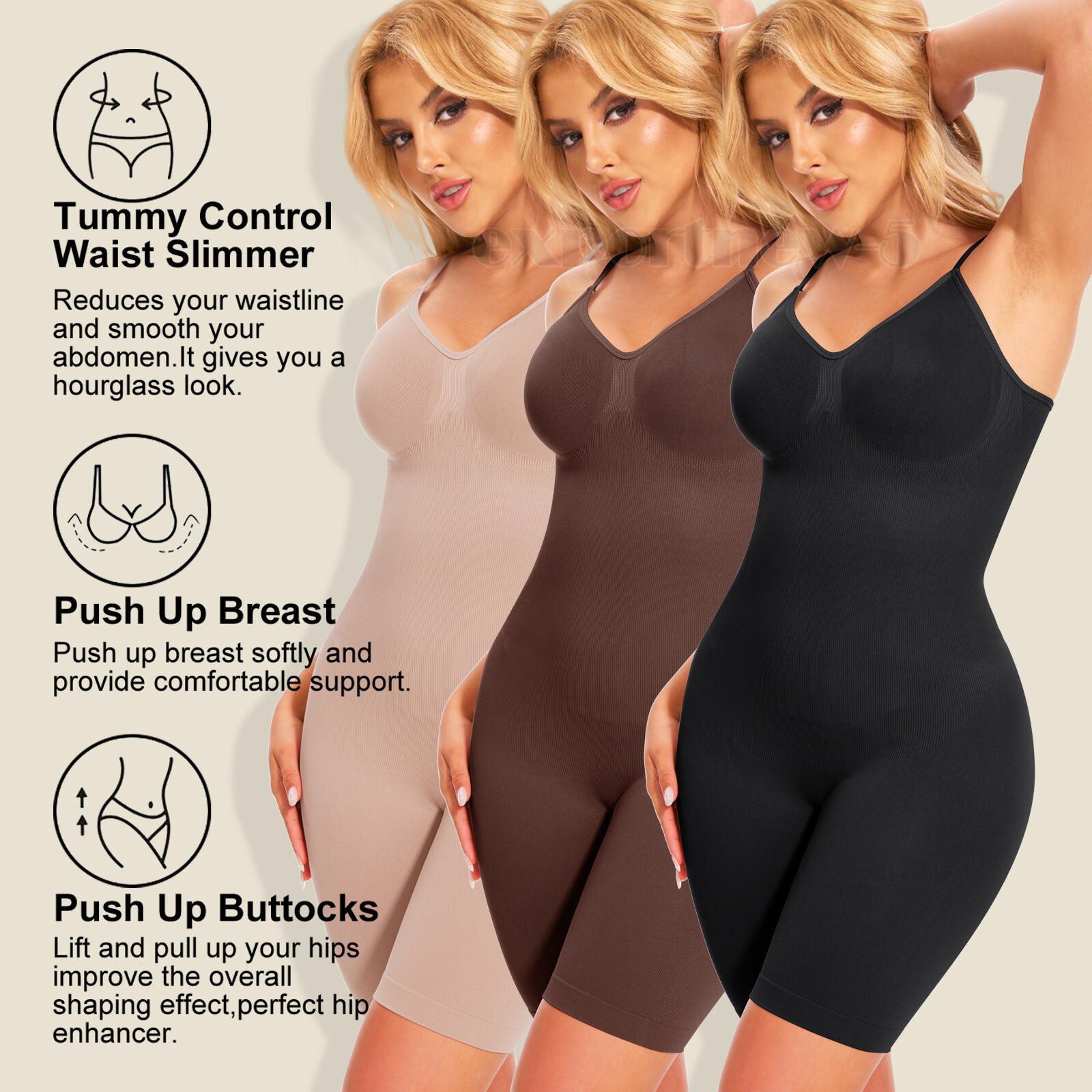 Tummy Control Bodysuit Sculpting Body Shaper Tank Top Shapewear Snatched Waist
