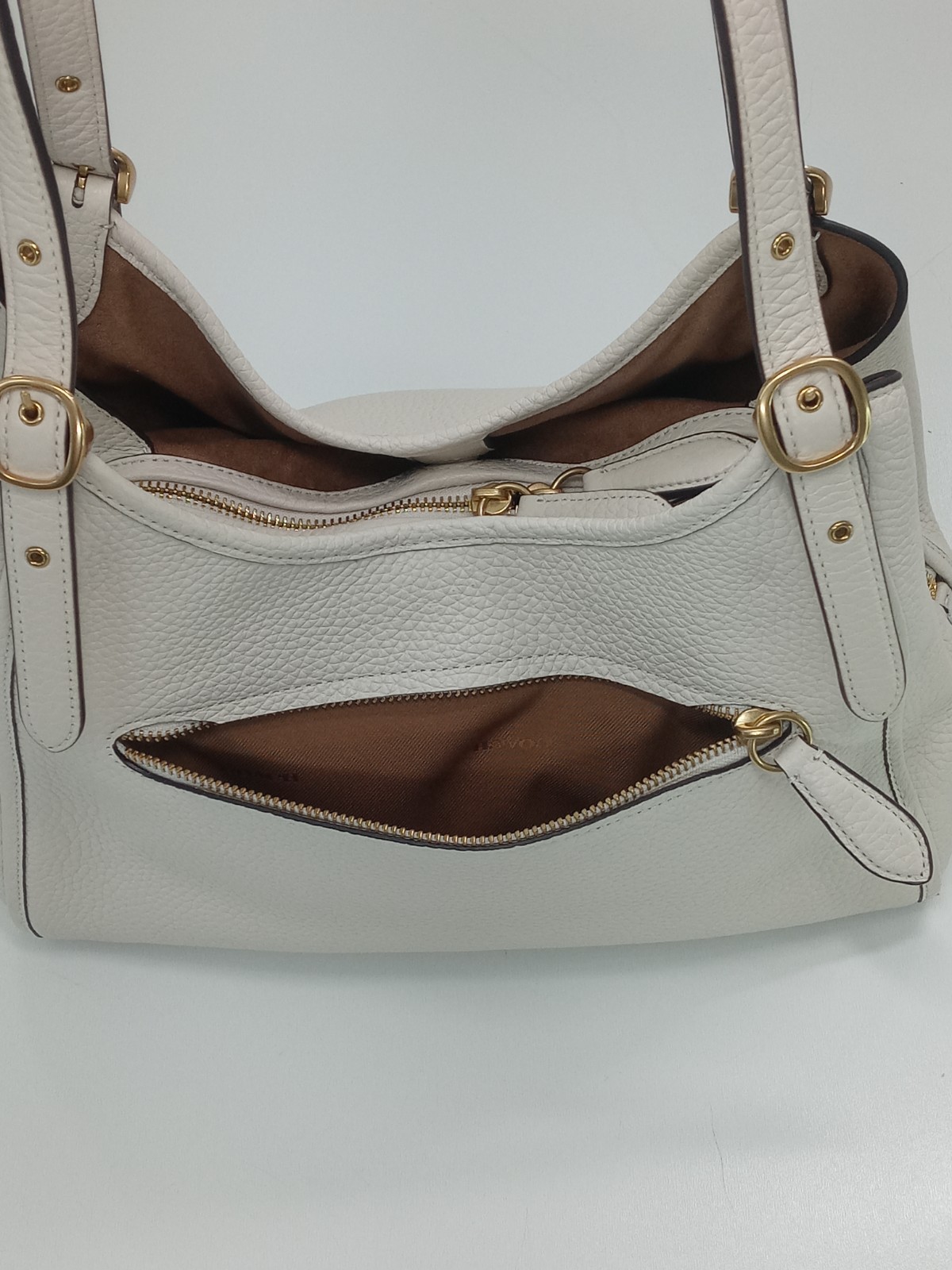 Coach Lori Shoulder Bag Purse Ivory Chalk Pebbled Leather Bag No Dust Bag