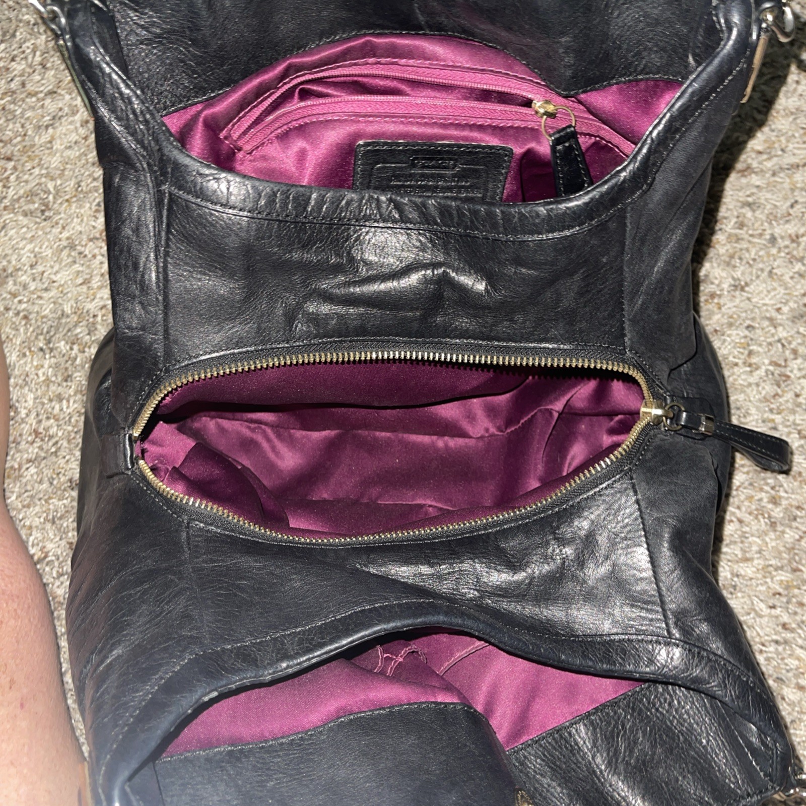 Coach Madison Phoebe Gathered Twist Leather Shoulder Bag Black w/dust bag