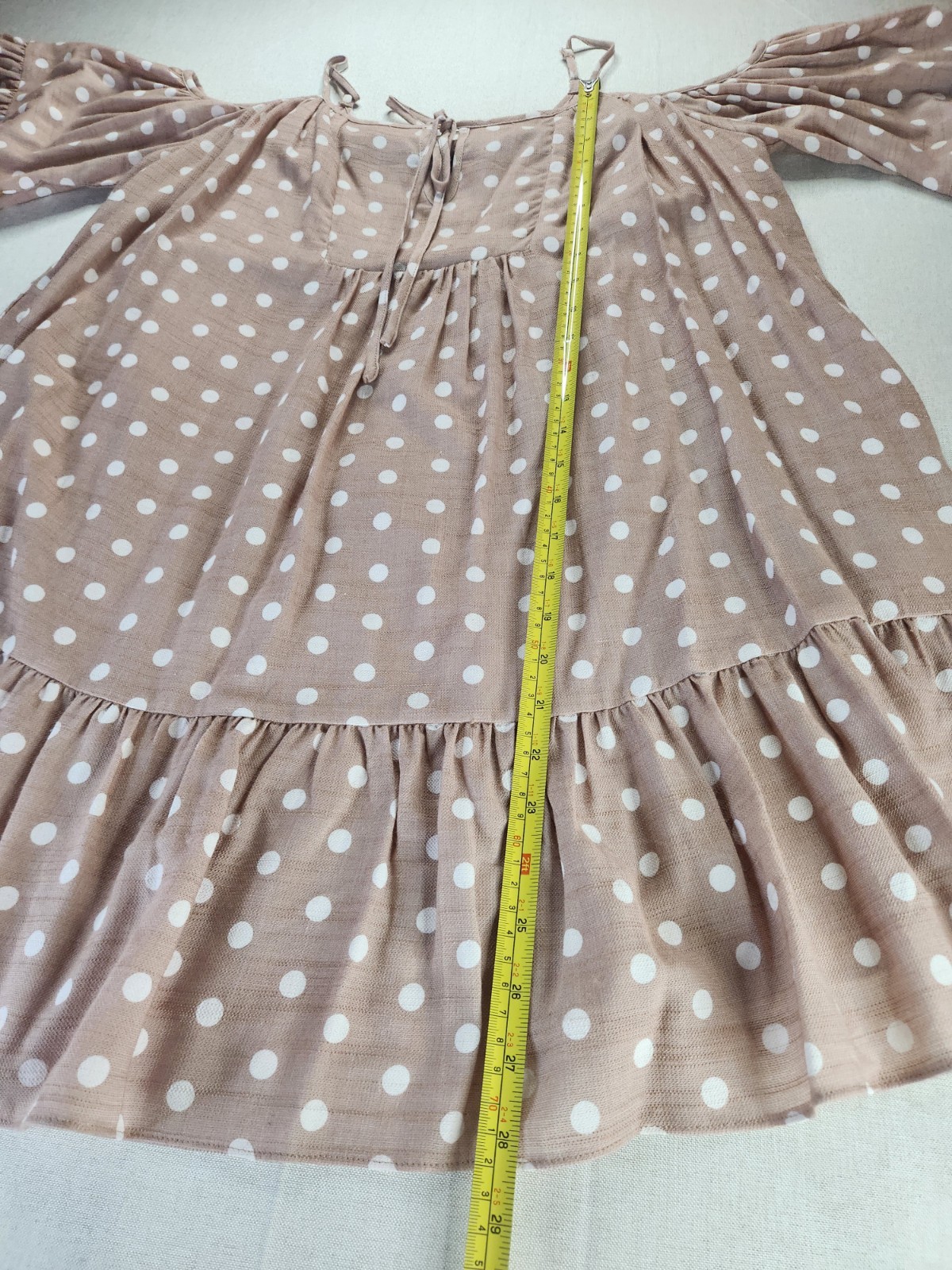 Mustard Seed Off-Shoulder Polka Dot Ruffle Tie Lined Blouse S S18564 #014