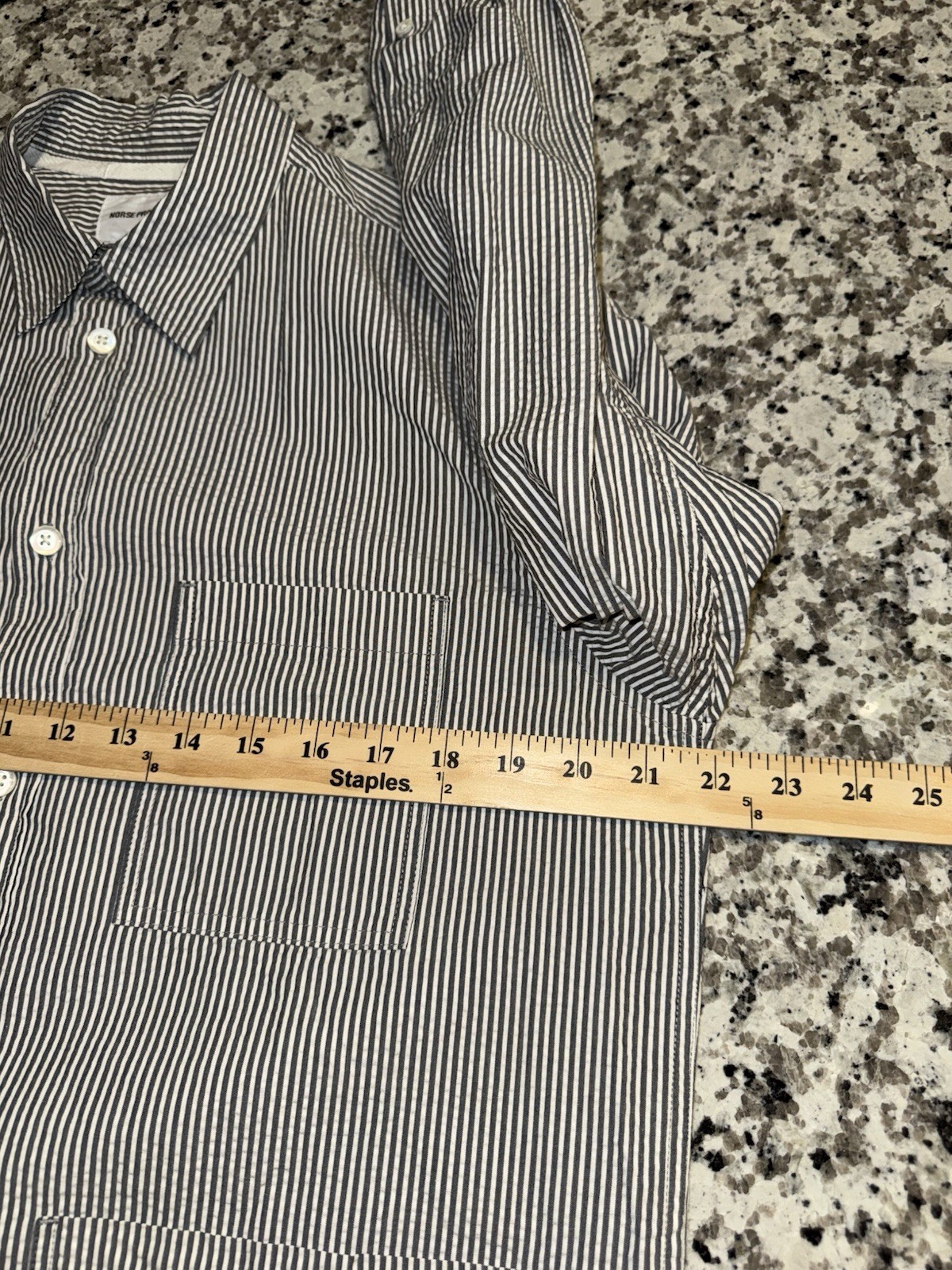 Norse Projects Thorsten Seersucker Shirt Mens Size M Navy Striped (NEW)